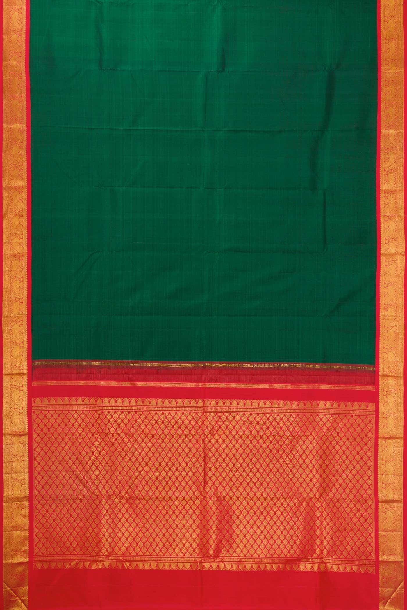 Pure Silk Pure Zari Green Dual Tone Kanchipuram Saree