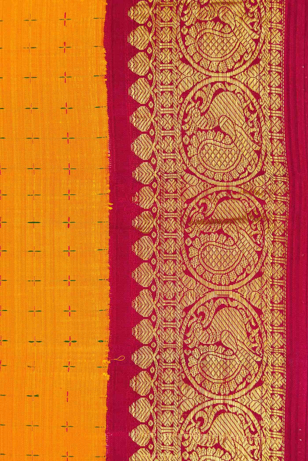 Pure Silk Pure Zari Orange Dual Tone Kanchipuram Saree