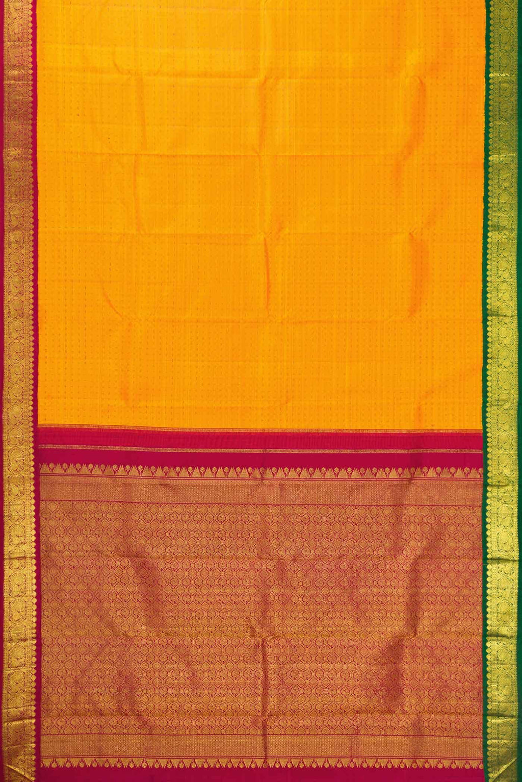 Pure Silk Pure Zari Orange Dual Tone Kanchipuram Saree