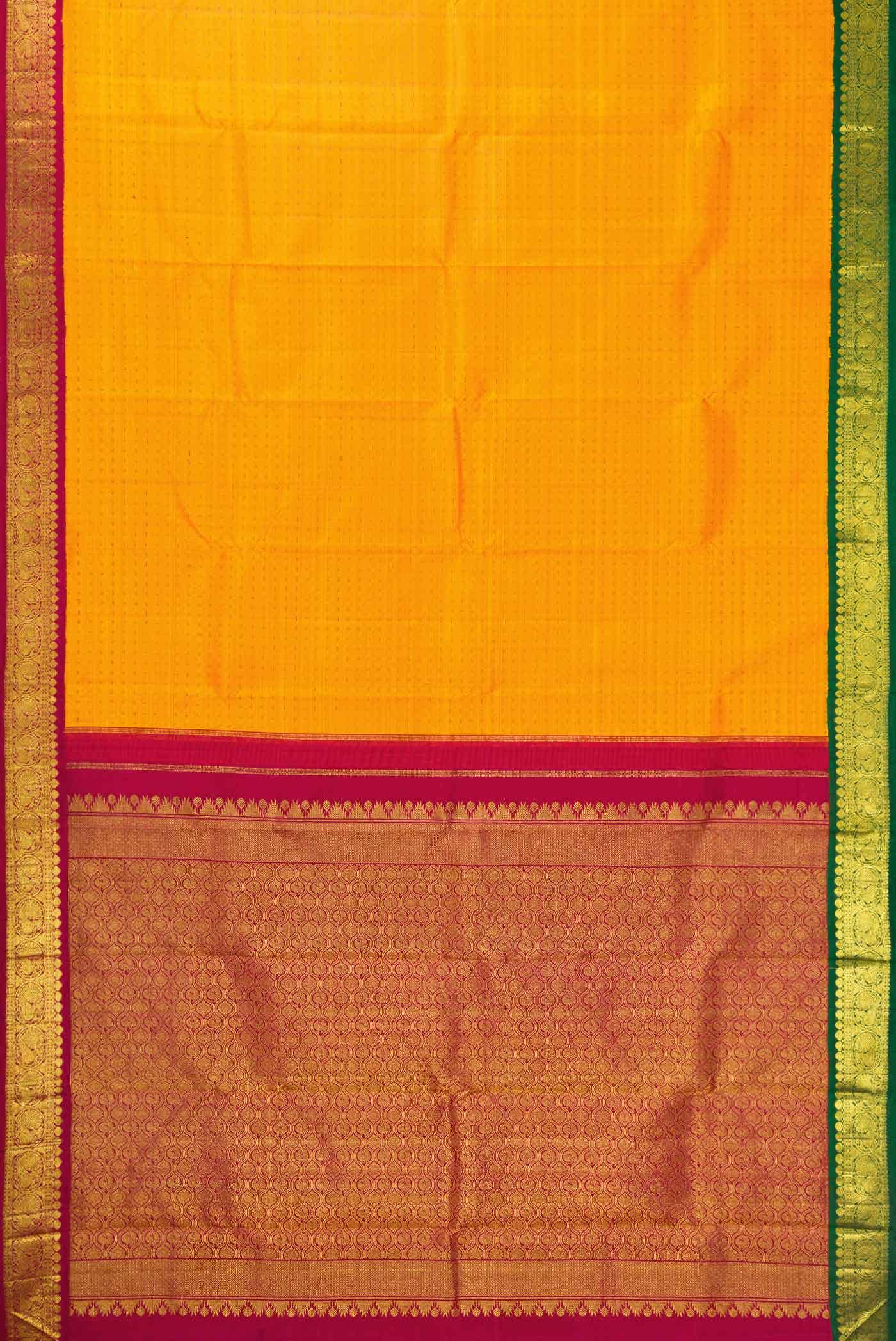 Pure Silk Pure Zari Orange Dual Tone Kanchipuram Saree