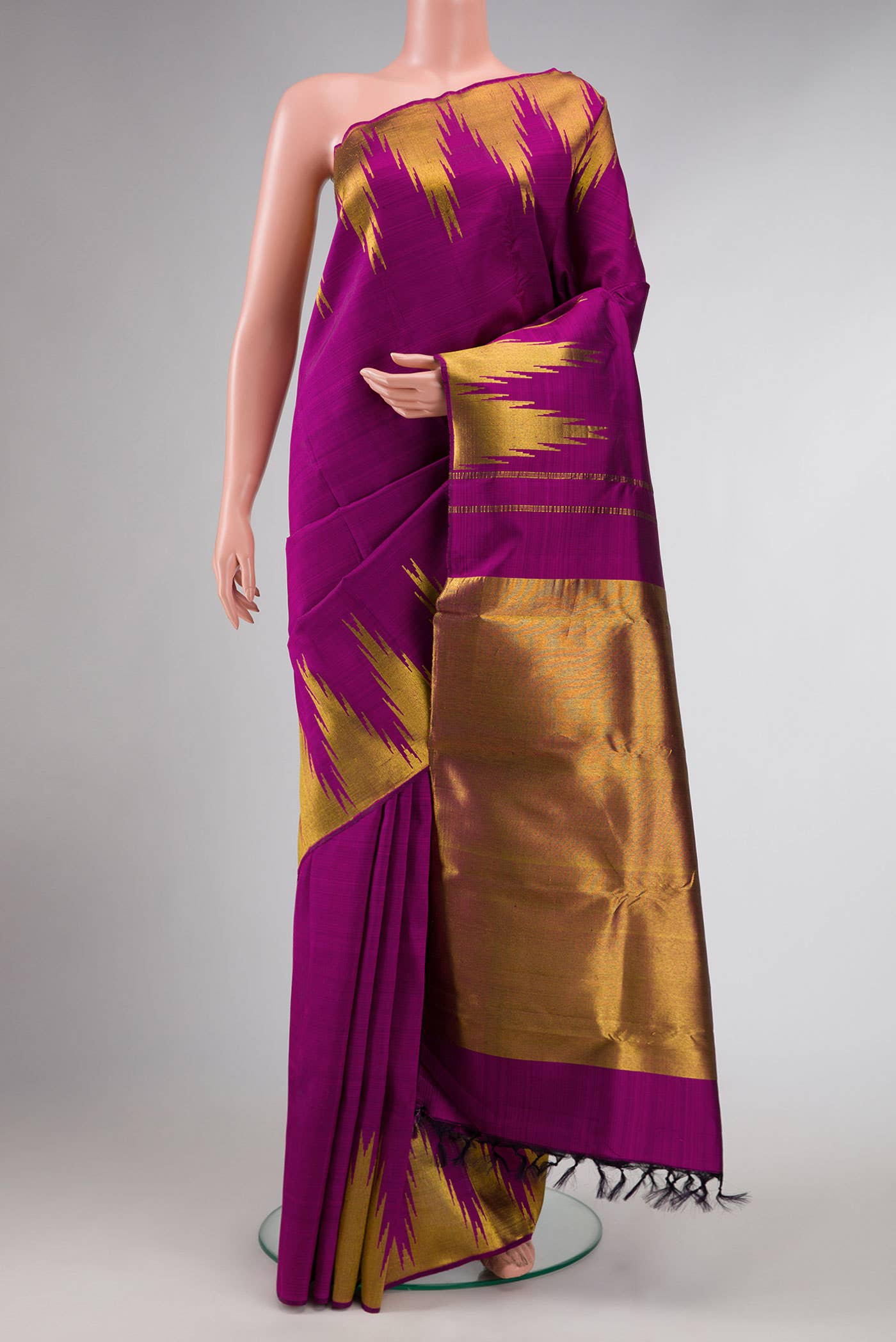 Pure Silk Pure Zari Purple Dual Tone Kanchipuram Saree