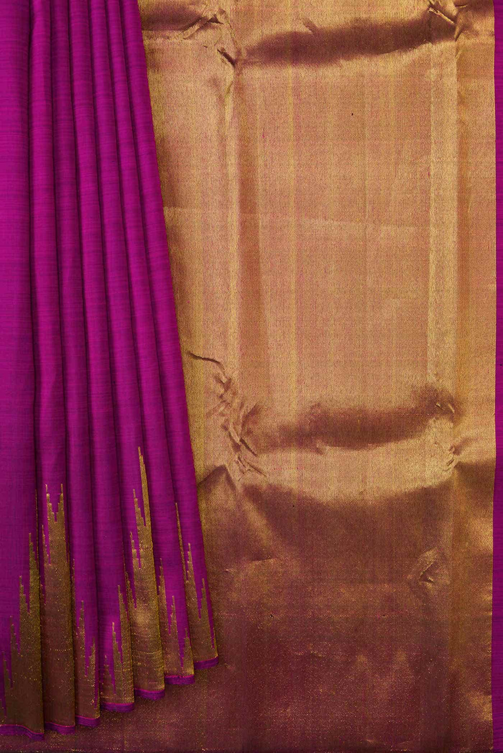 Pure Silk Pure Zari Purple Dual Tone Kanchipuram Saree
