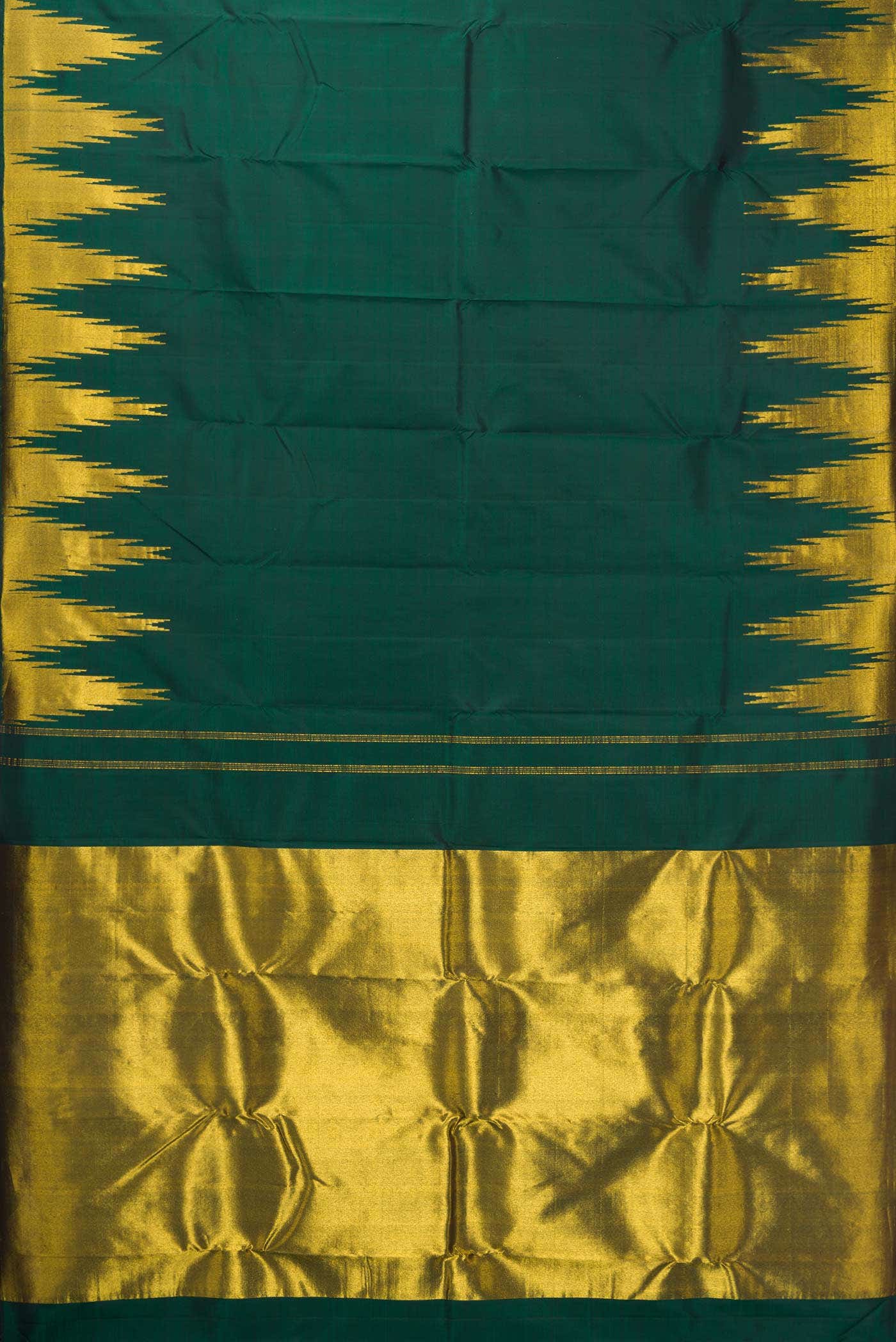 Pure Silk Pure Zari Bottle Green Dual Tone Kanchipuram Saree