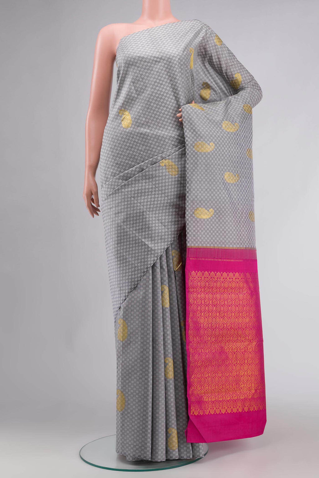 Grey Kanchipuram Silk Saree