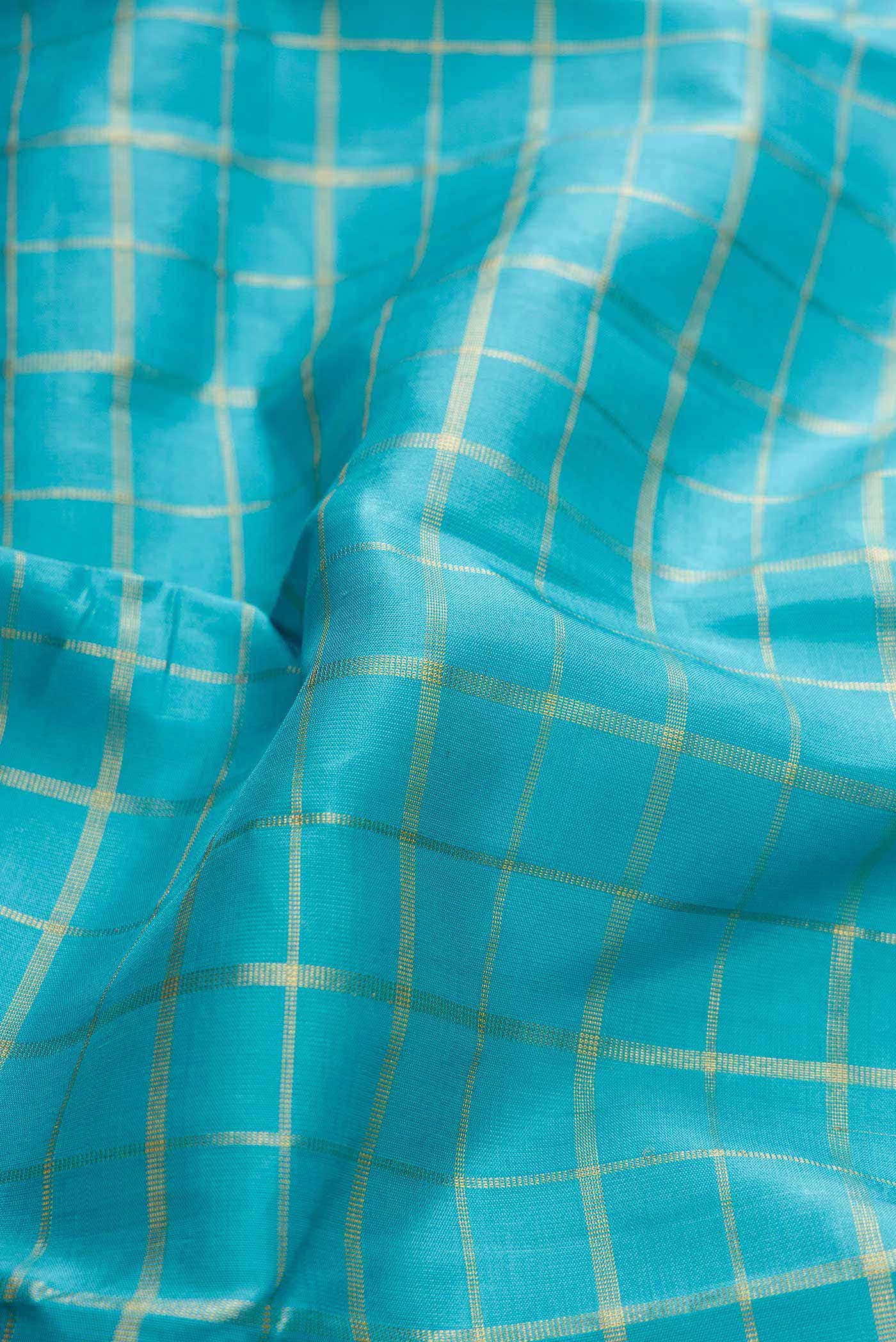 Pure Silk Pure Zari Sky Blue Dual Tone Kanchipuram Saree