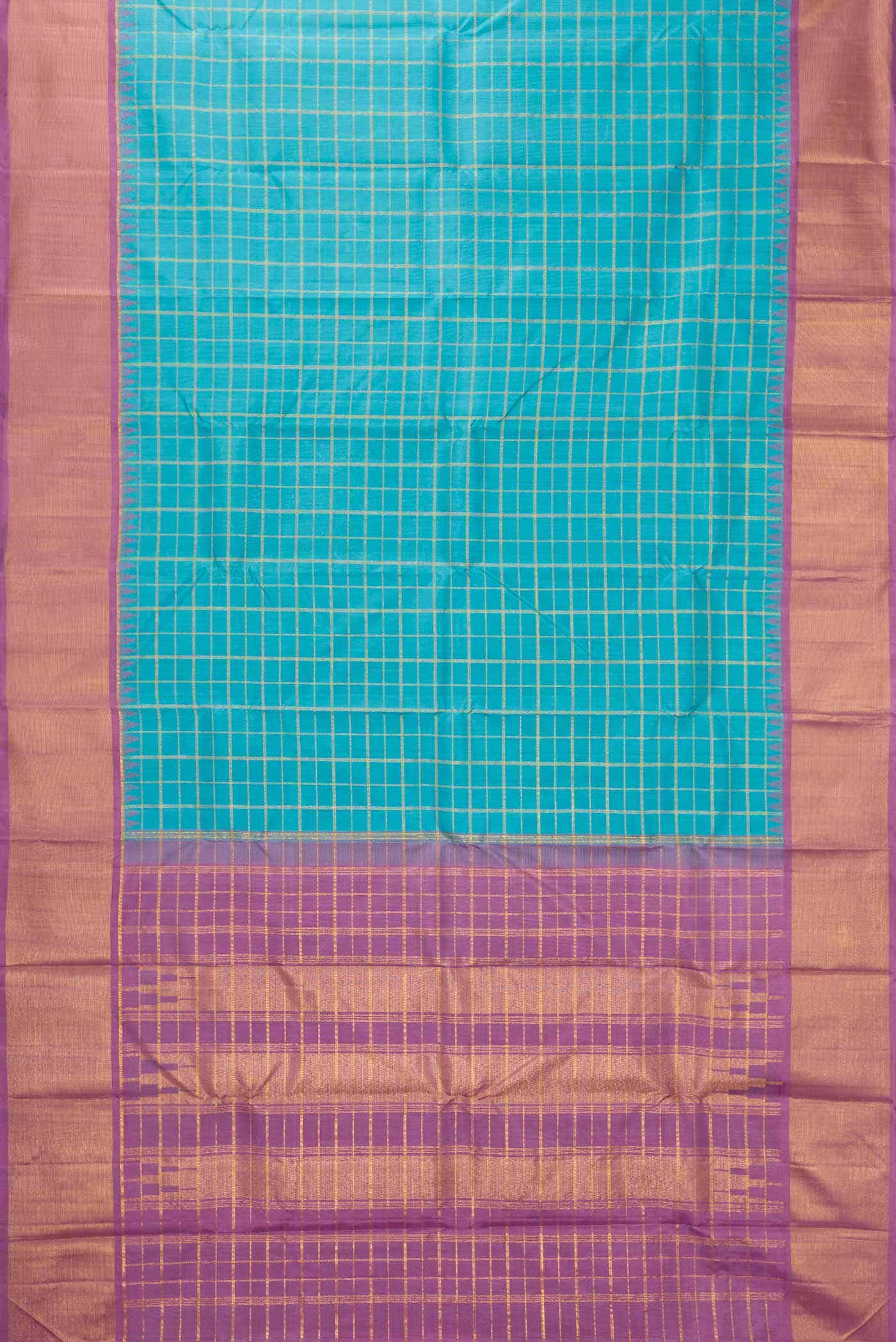 Pure Silk Pure Zari Sky Blue Dual Tone Kanchipuram Saree