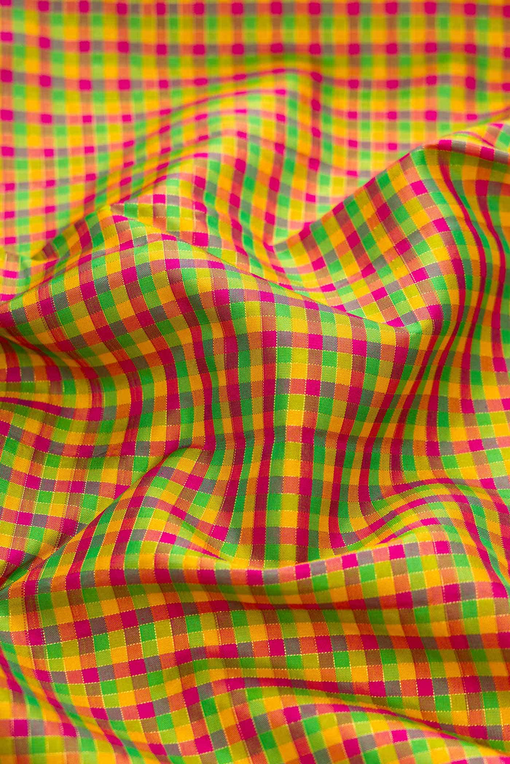 Pure Silk Pure Zari Green  Yellow and Pink Dual Tone Kanchipuram Saree