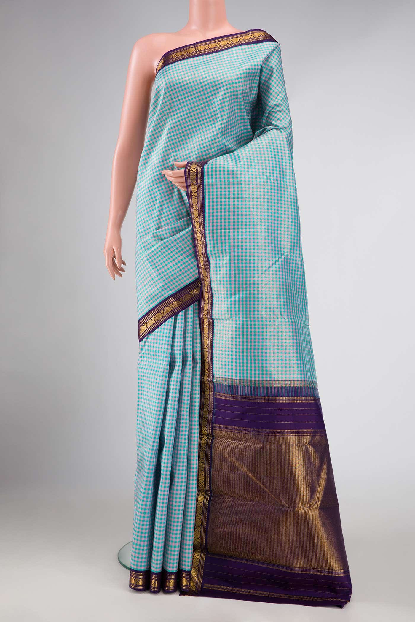 Pure Silk Pure Zari Green and Pink Dual Tone Kanchipuram Saree