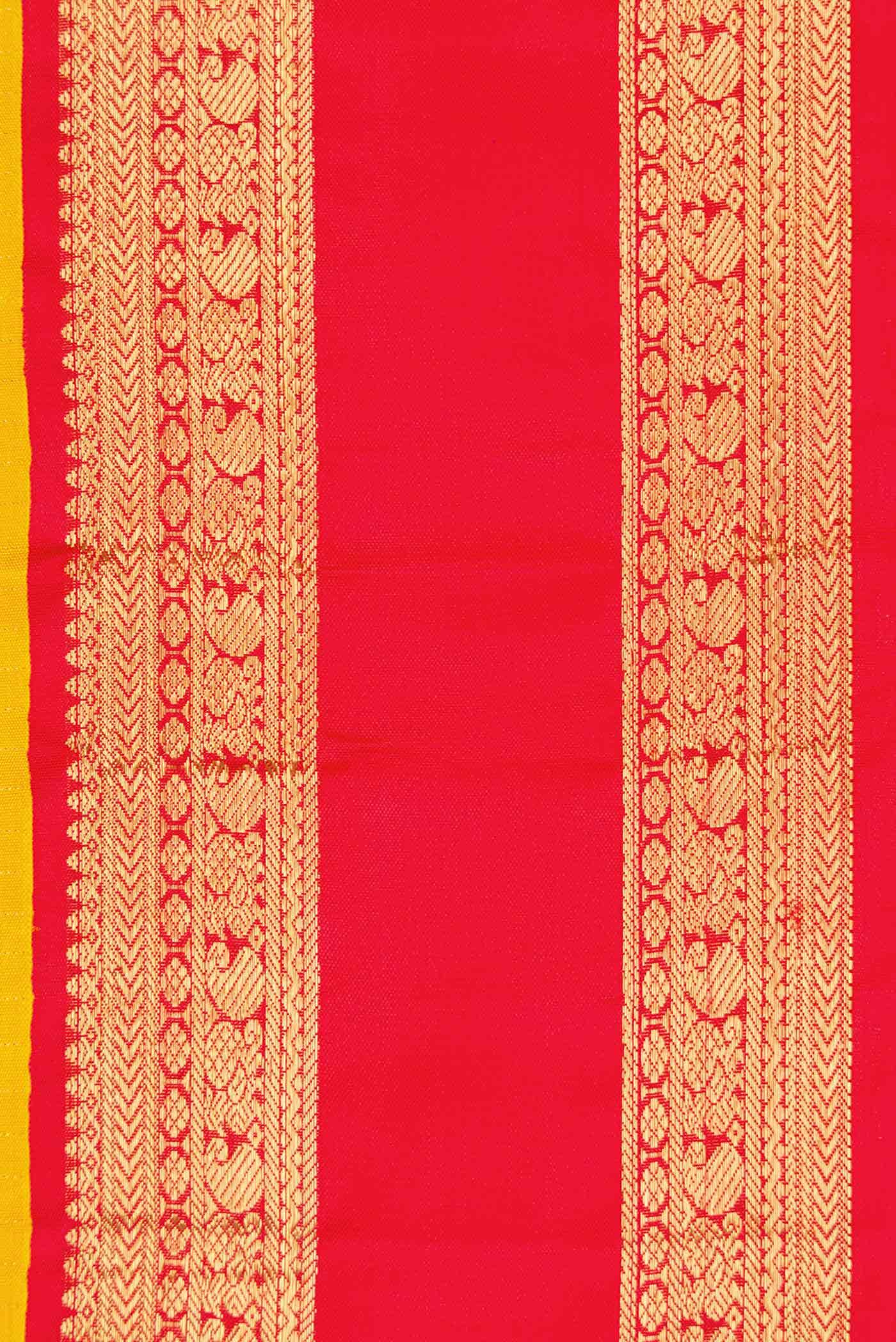 Pure Silk Pure Zari Yellow Dual Tone Kanchipuram Saree