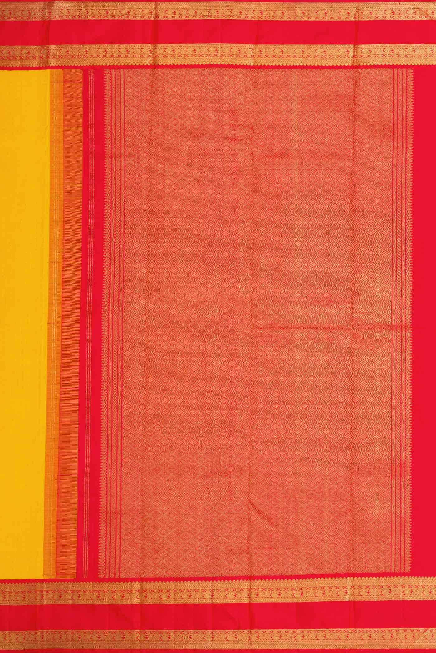Pure Silk Pure Zari Yellow Dual Tone Kanchipuram Saree