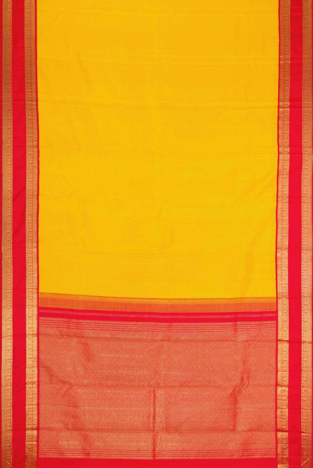 Pure Silk Pure Zari Yellow Dual Tone Kanchipuram Saree
