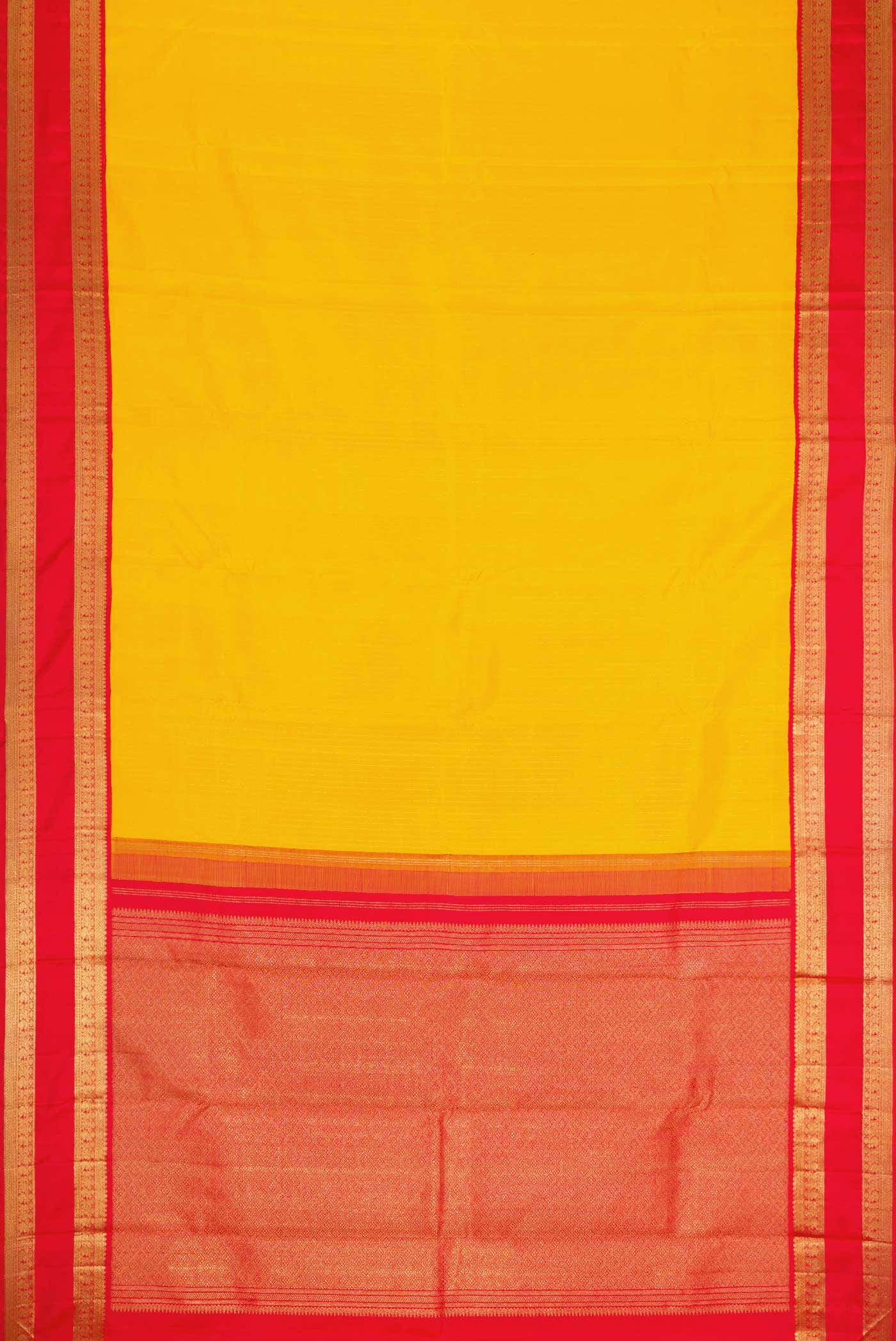 Pure Silk Pure Zari Yellow Dual Tone Kanchipuram Saree
