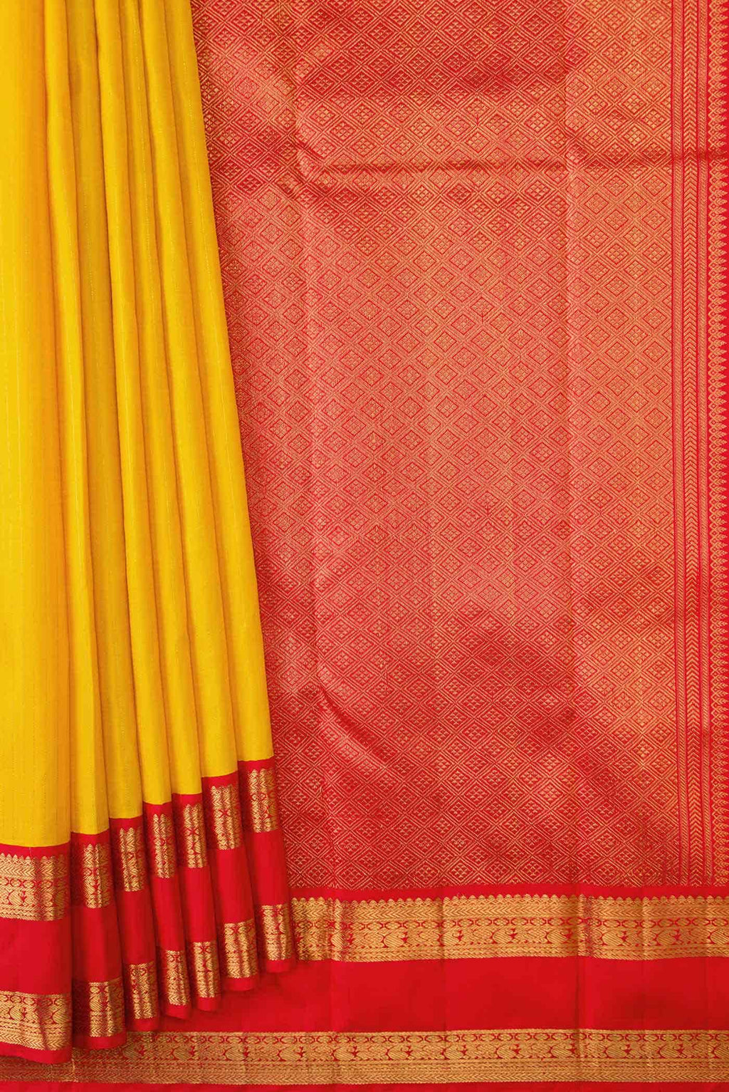 Pure Silk Pure Zari Yellow Dual Tone Kanchipuram Saree