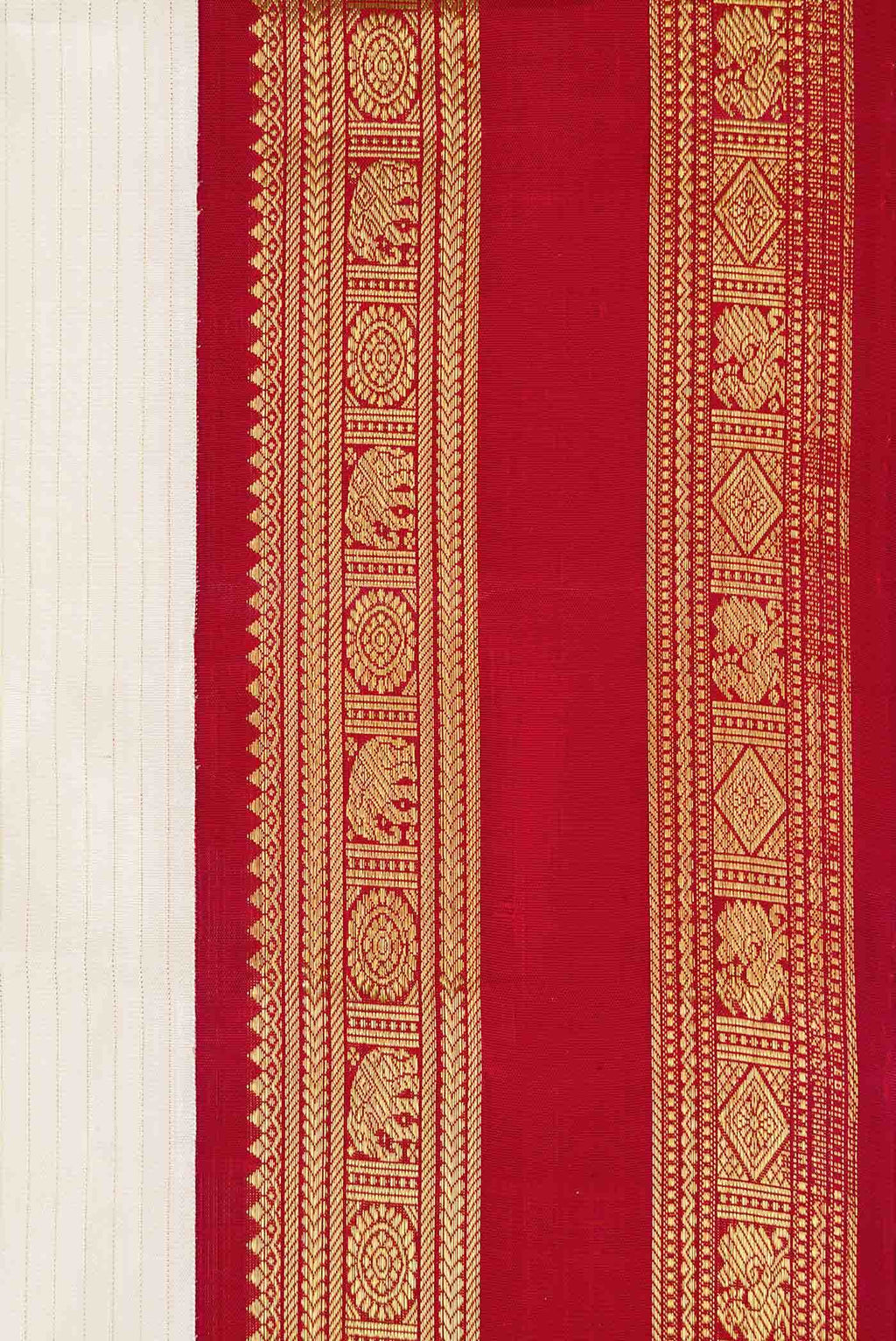 Pure Silk Pure Zari Off White Dual Tone Kanchipuram Saree