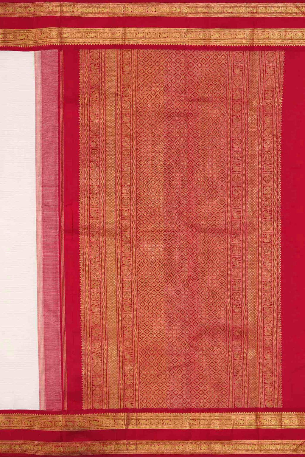 Pure Silk Pure Zari Off White Dual Tone Kanchipuram Saree