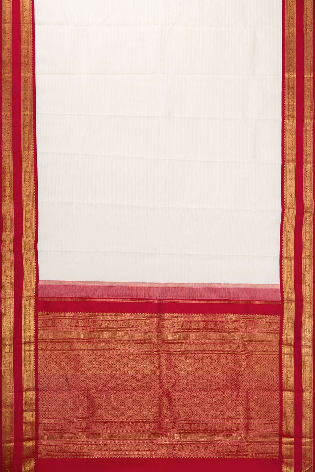 Pure Silk Pure Zari Off White Dual Tone Kanchipuram Saree