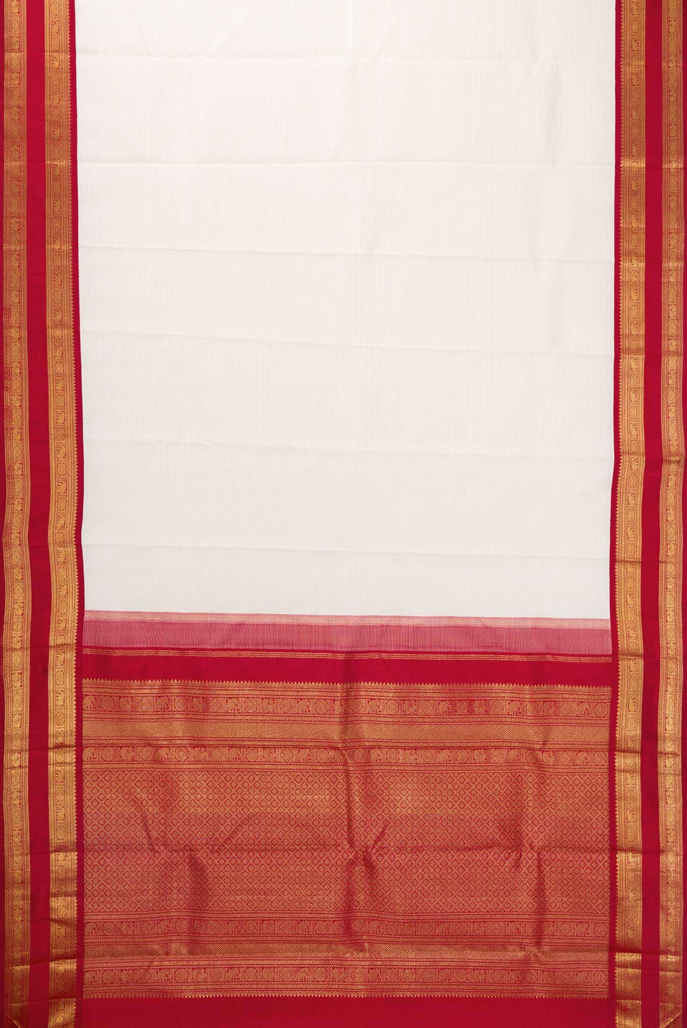 Pure Silk Pure Zari Off White Dual Tone Kanchipuram Saree