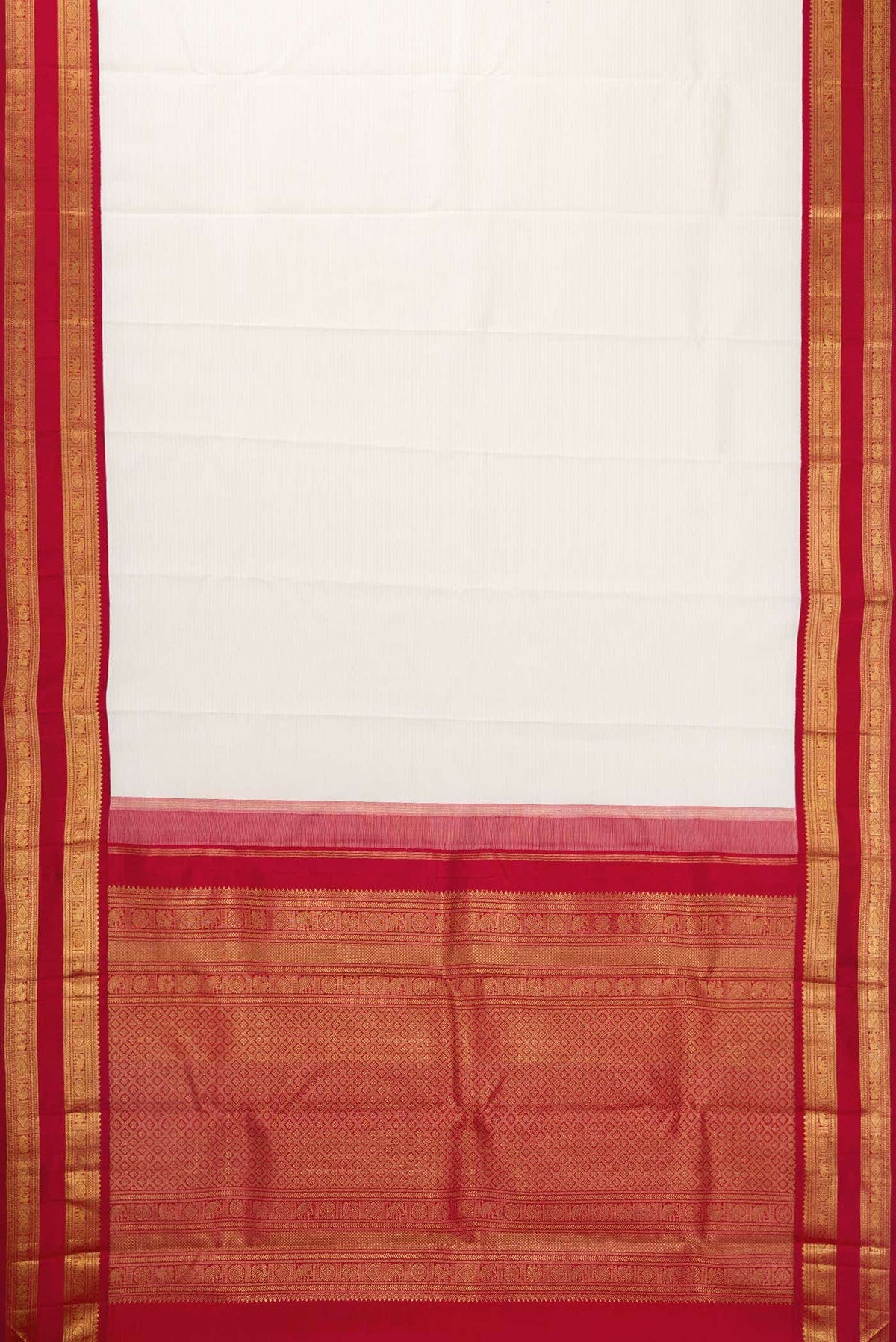 Pure Silk Pure Zari Off White Dual Tone Kanchipuram Saree