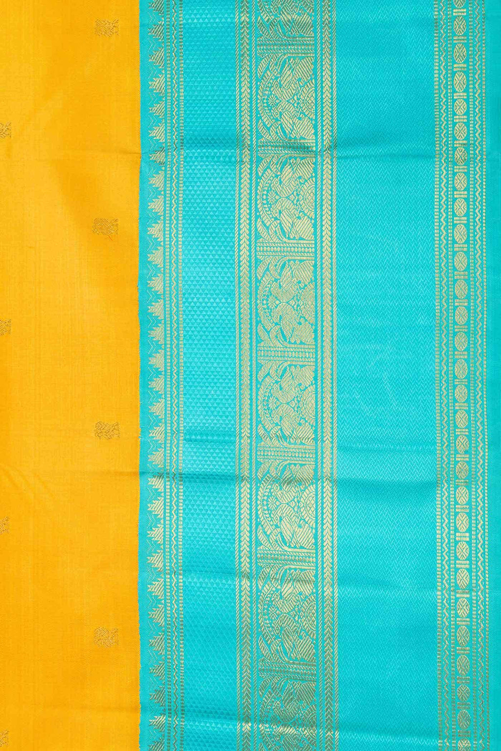 Pure Silk Pure Zari Yellow Dual Tone Kanchipuram Saree