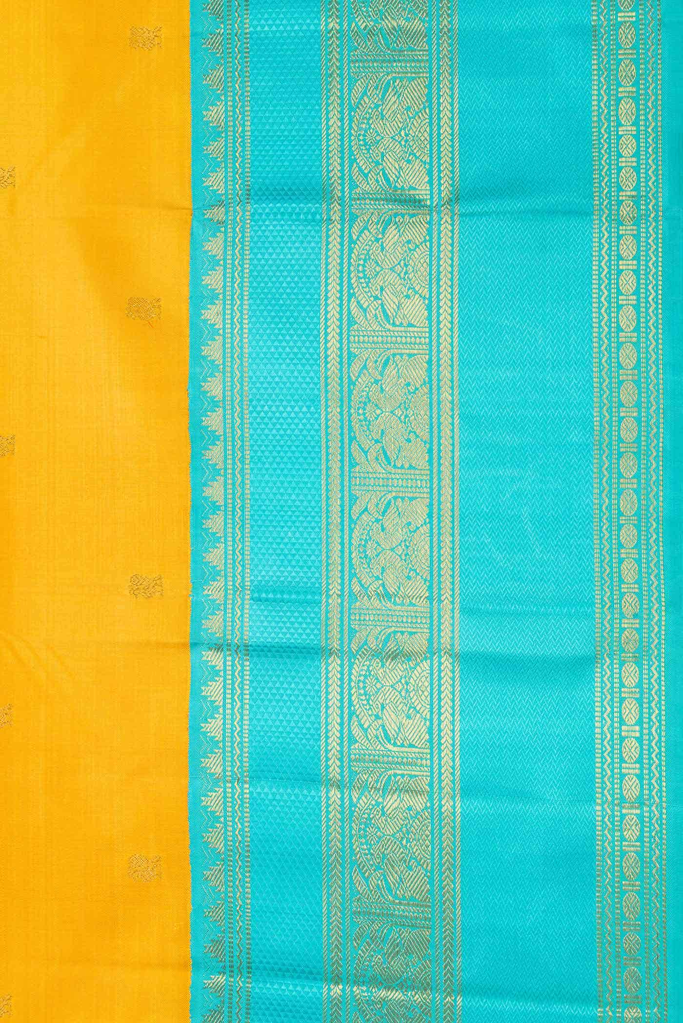 Pure Silk Pure Zari Yellow Dual Tone Kanchipuram Saree