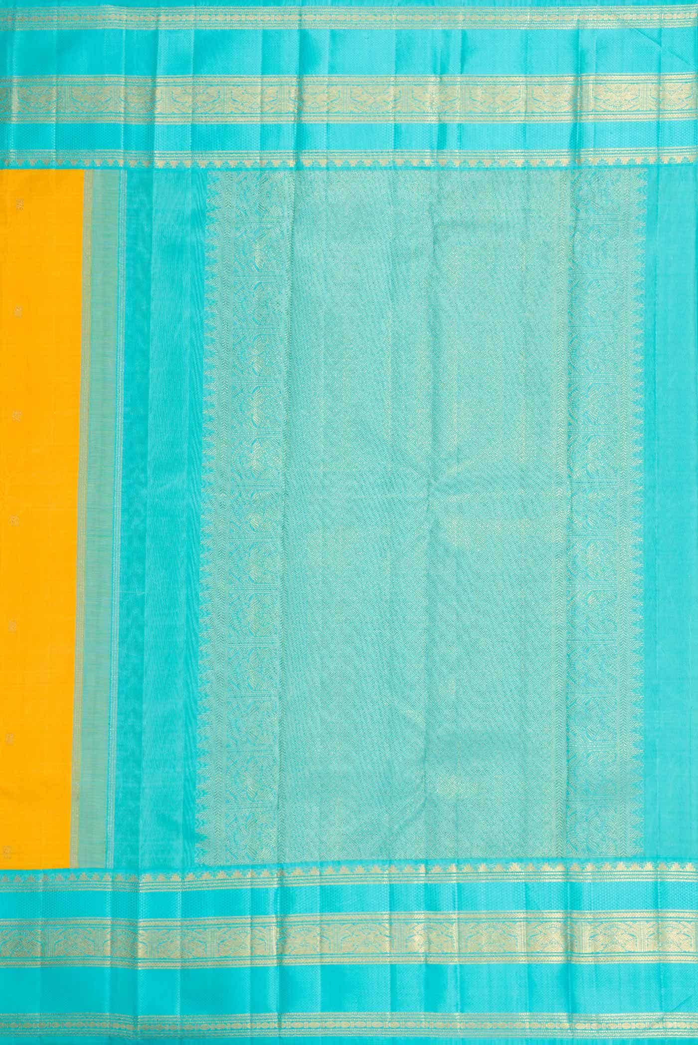 Pure Silk Pure Zari Yellow Dual Tone Kanchipuram Saree