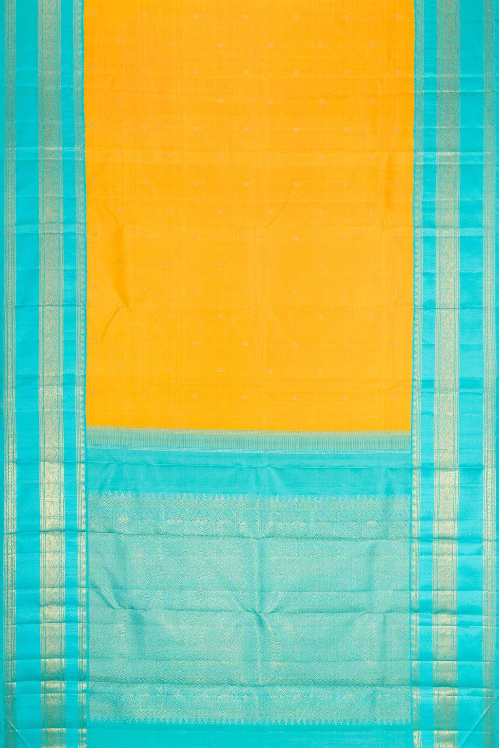 Pure Silk Pure Zari Yellow Dual Tone Kanchipuram Saree