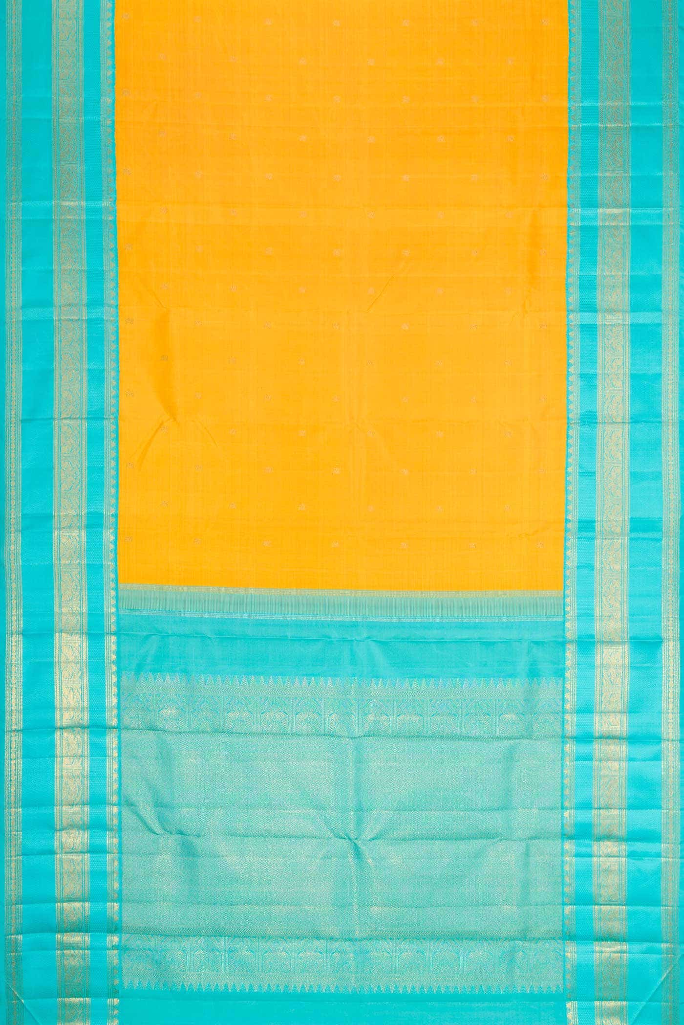 Pure Silk Pure Zari Yellow Dual Tone Kanchipuram Saree