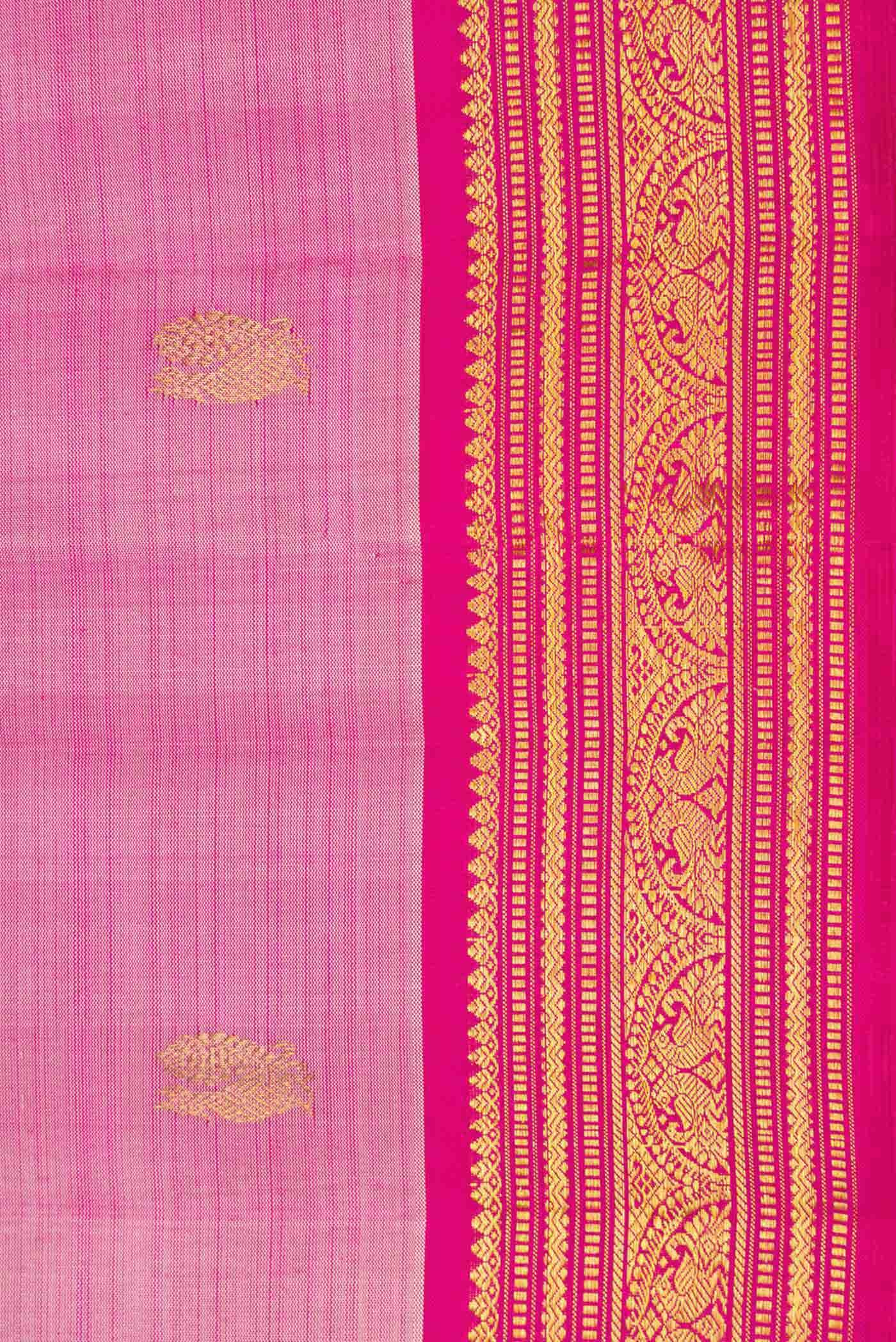 Pure Silk Pure Zari Pink Dual Tone Kanchipuram Saree