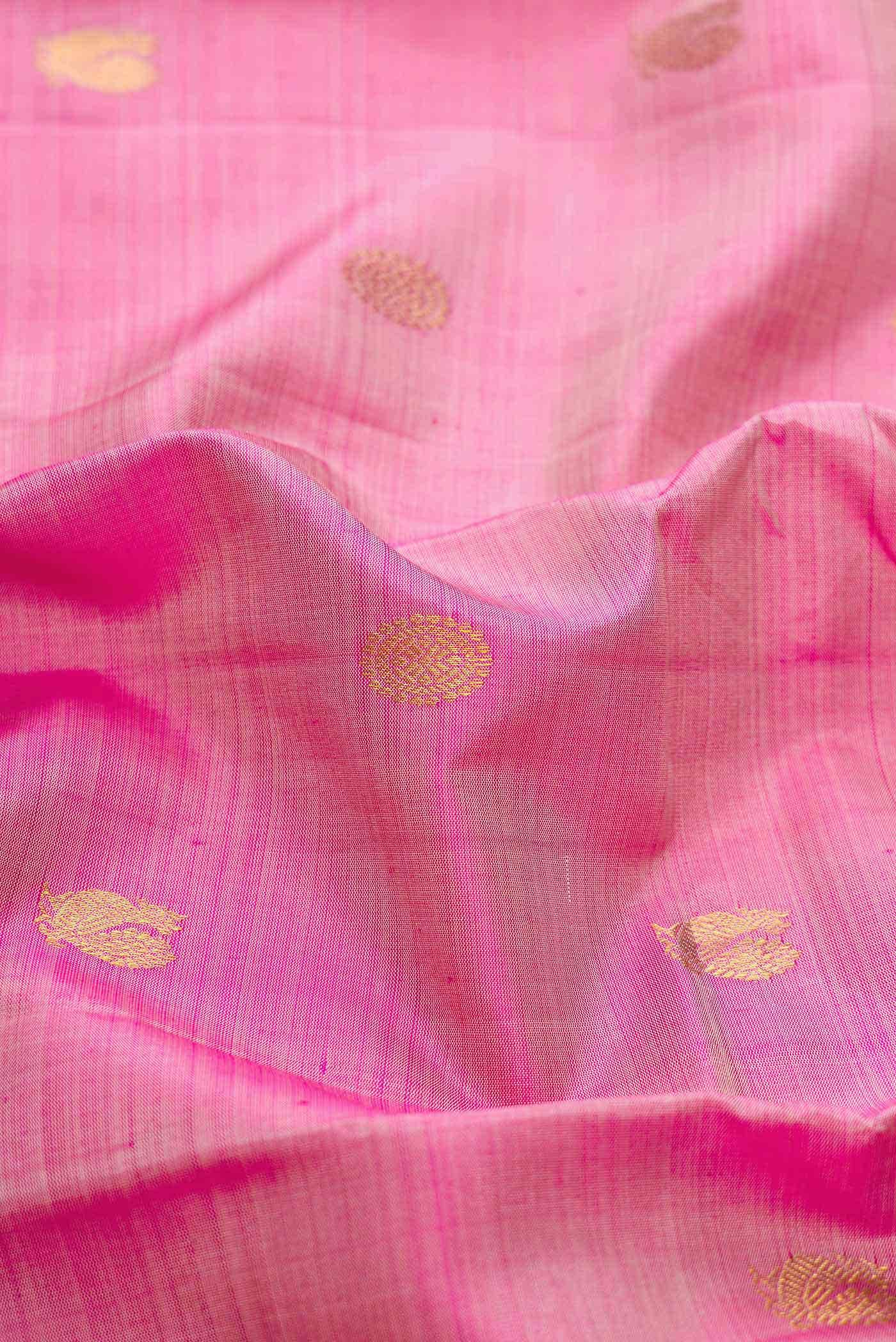 Pure Silk Pure Zari Pink Dual Tone Kanchipuram Saree