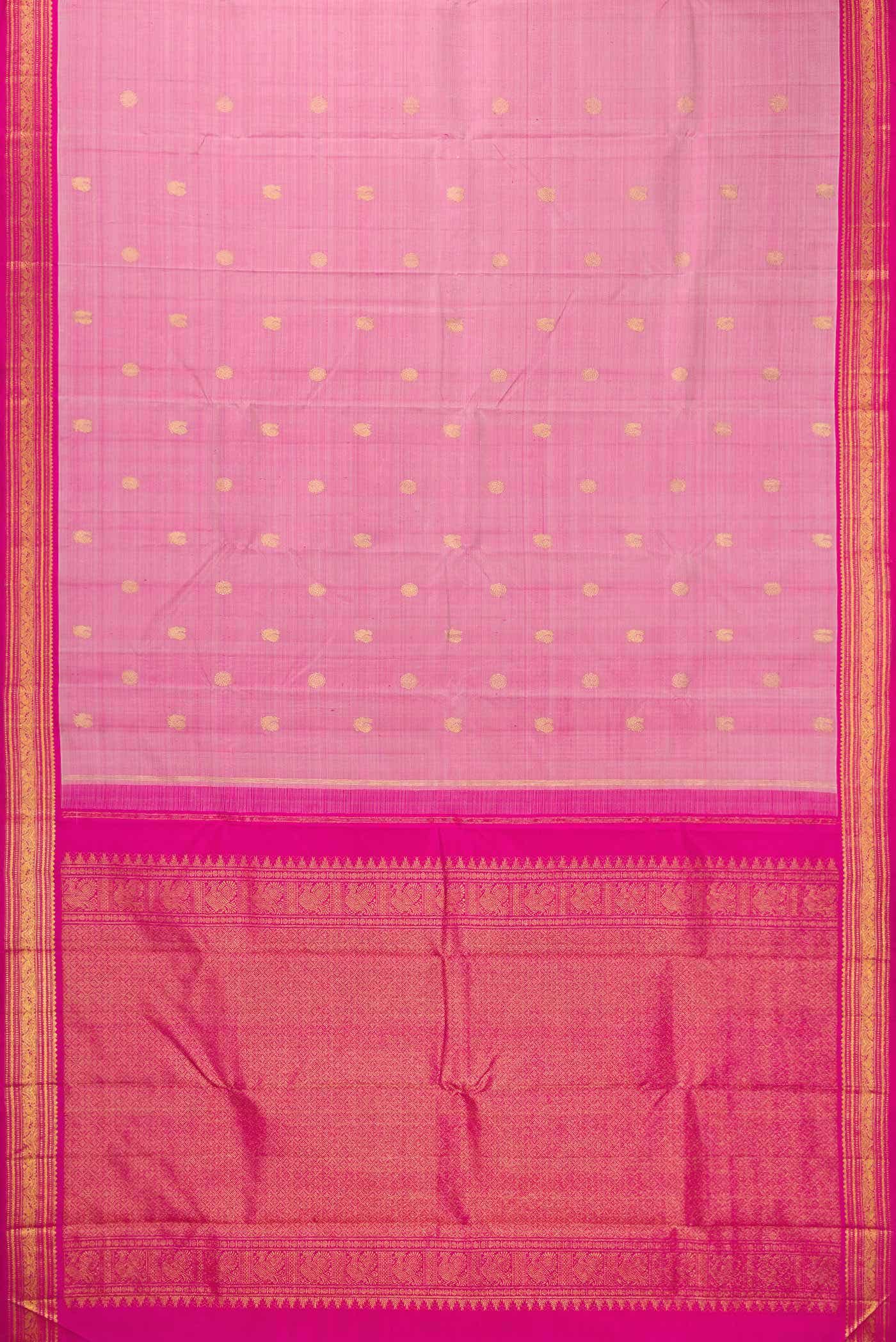 Pure Silk Pure Zari Pink Dual Tone Kanchipuram Saree