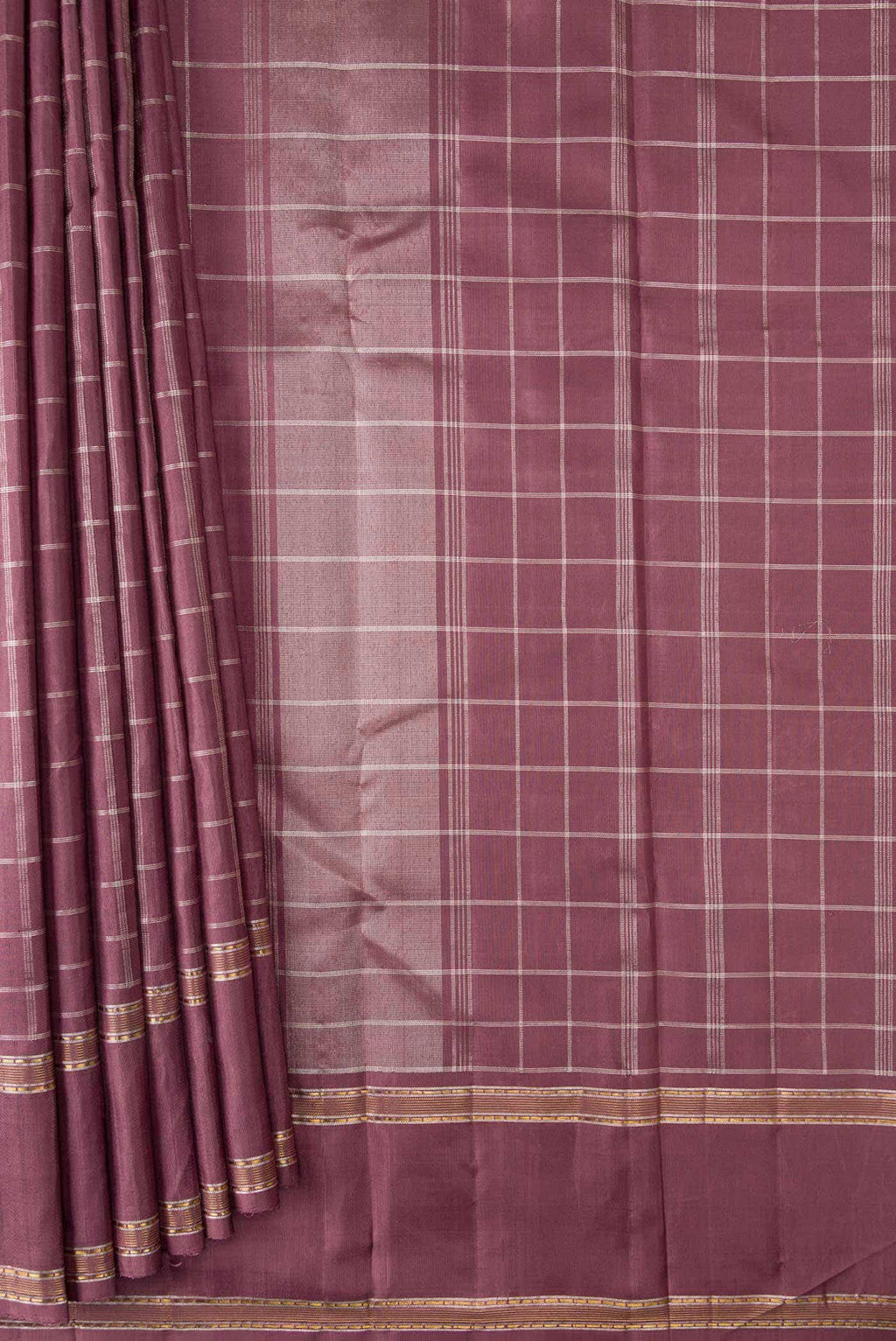 Pure Silk Pure Zari Mauve Dual Tone Kanchipuram Saree