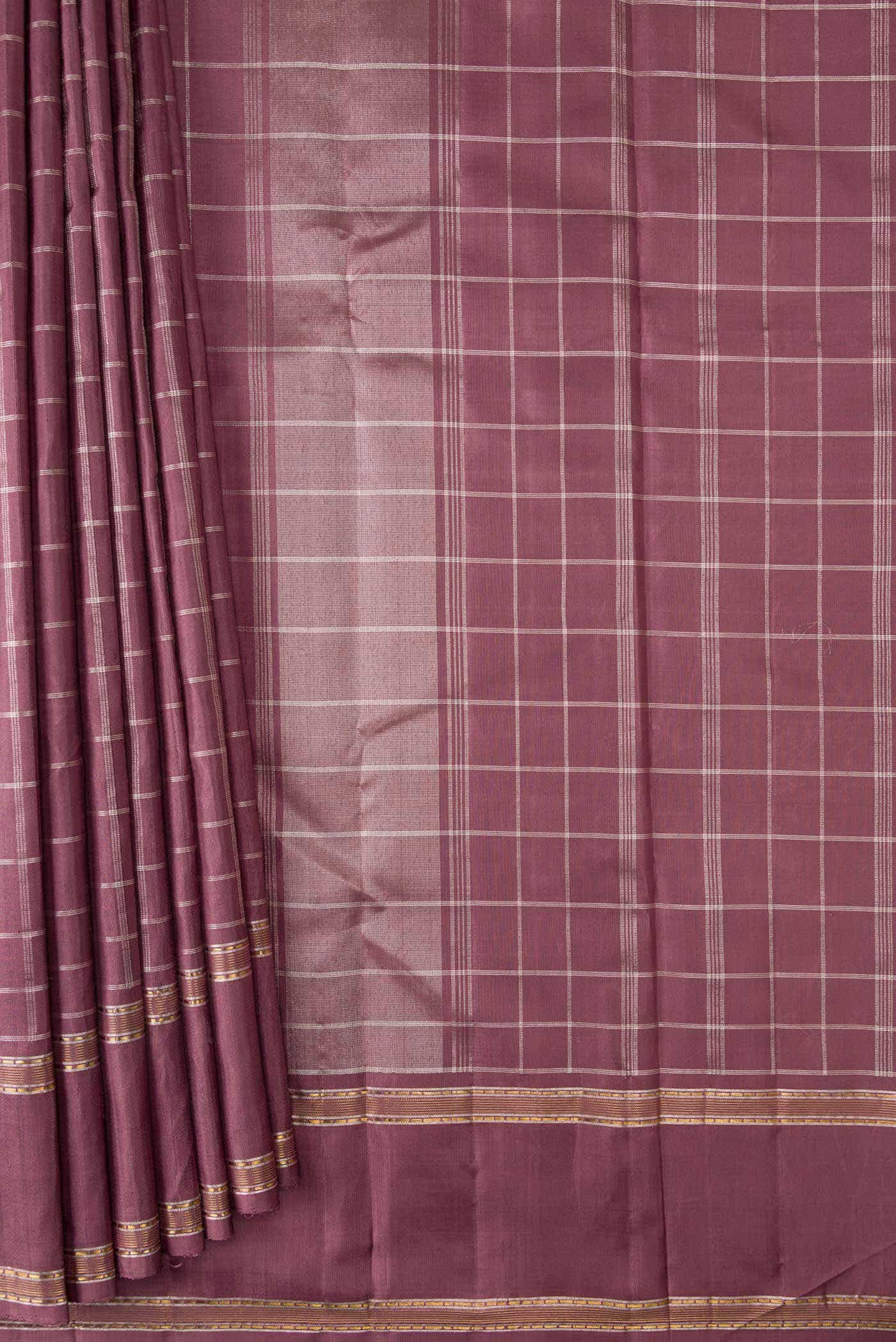 Pure Silk Pure Zari Mauve Dual Tone Kanchipuram Saree