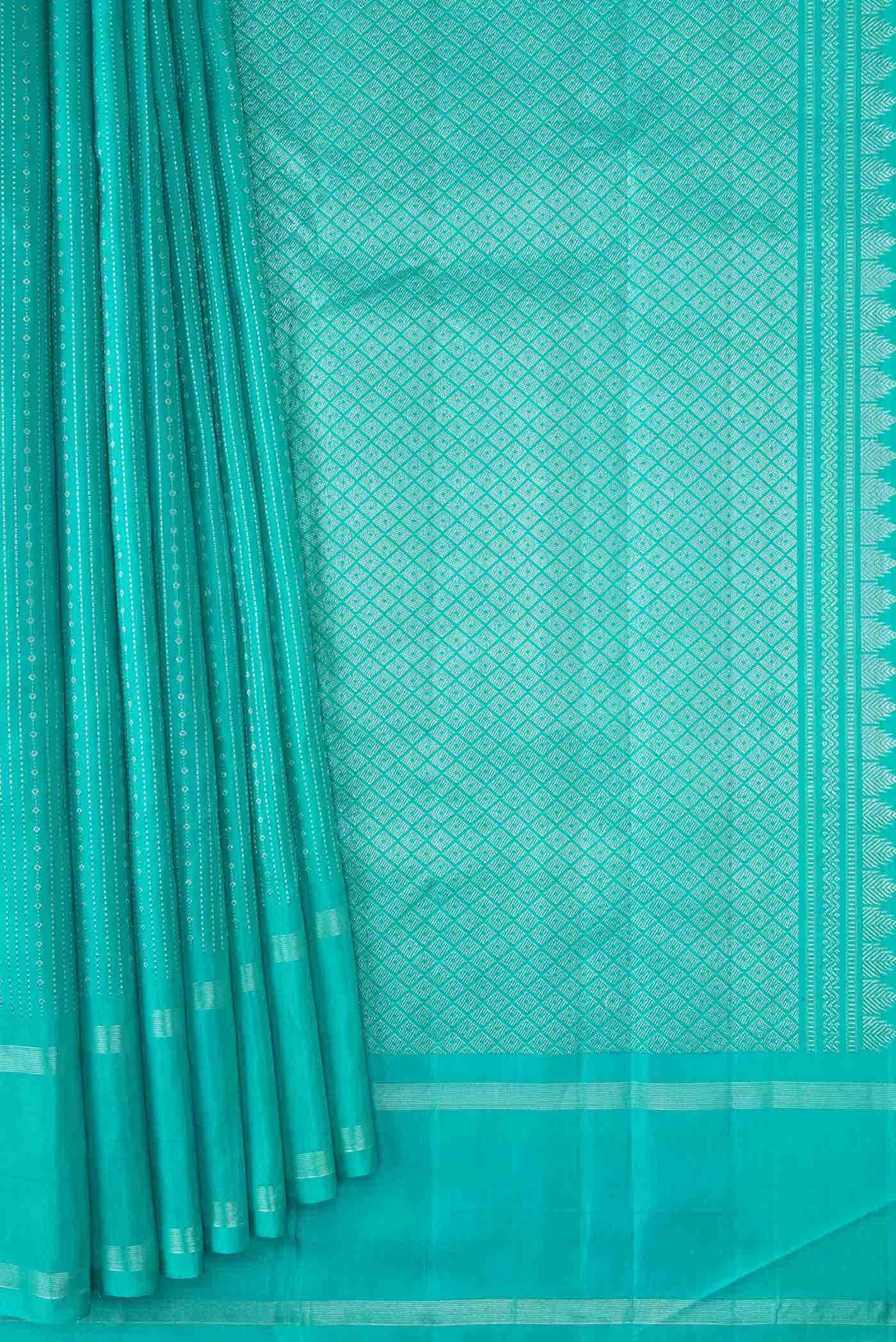 Pure Silk Pure Zari Light Blue Dual Tone Kanchipuram Saree