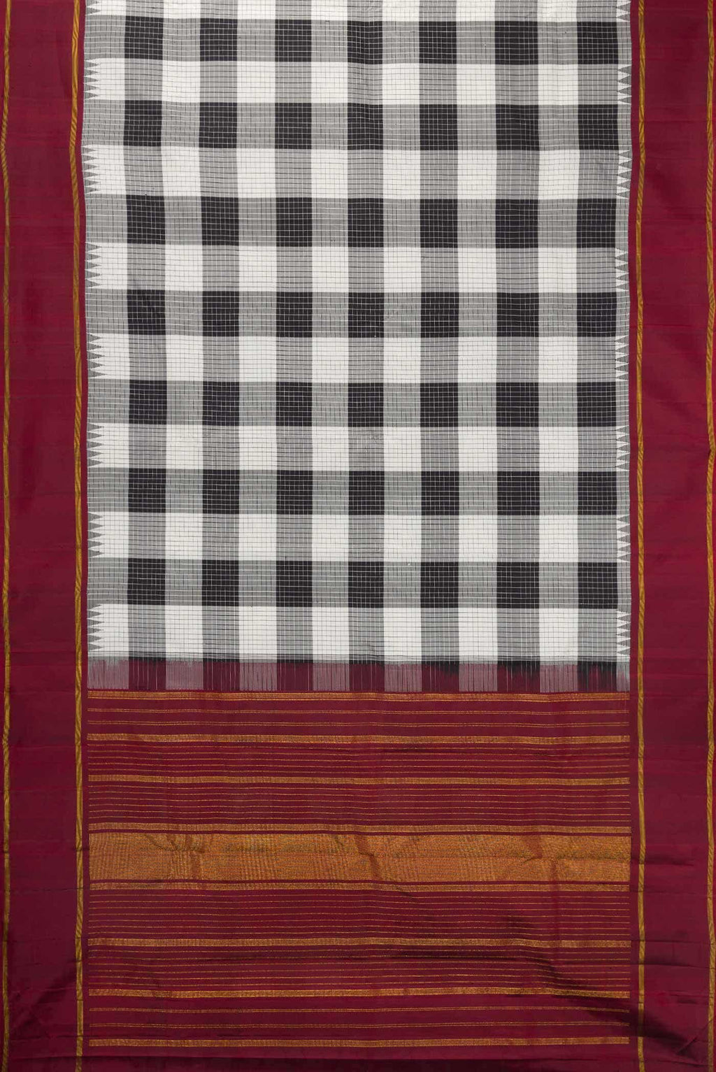Pure Silk Pure Zari Black and White Dual Tone Kanchipuram Saree