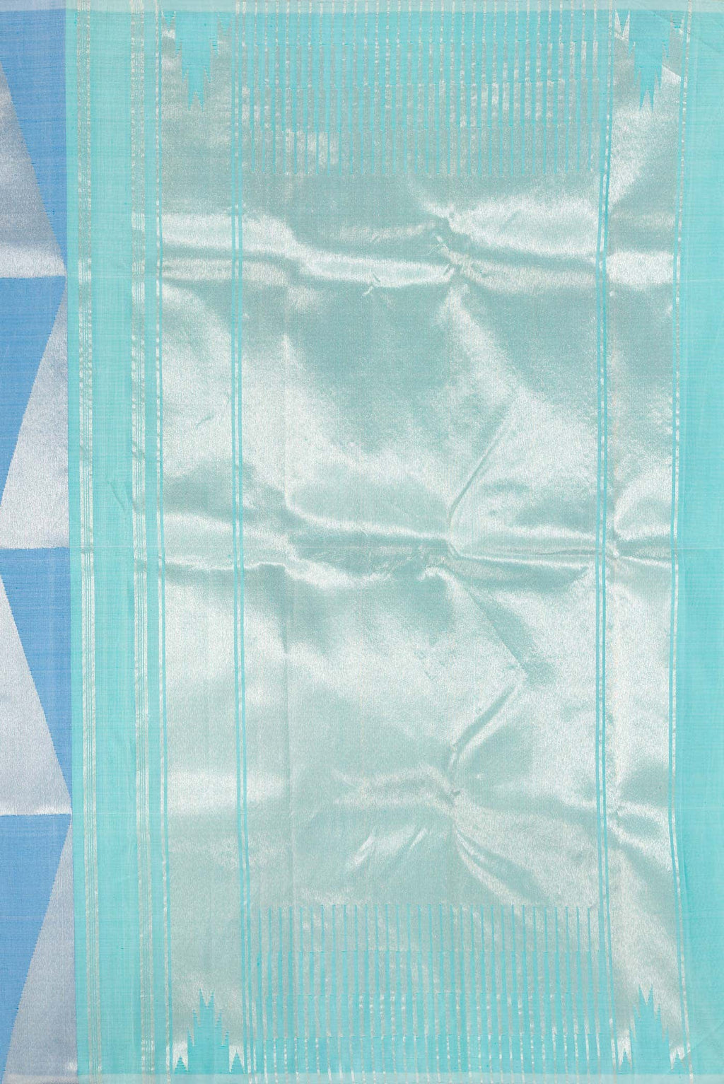 Pure Silk Pure Zari Green  Sky Blue and Purple Dual Tone Kanchipuram Saree