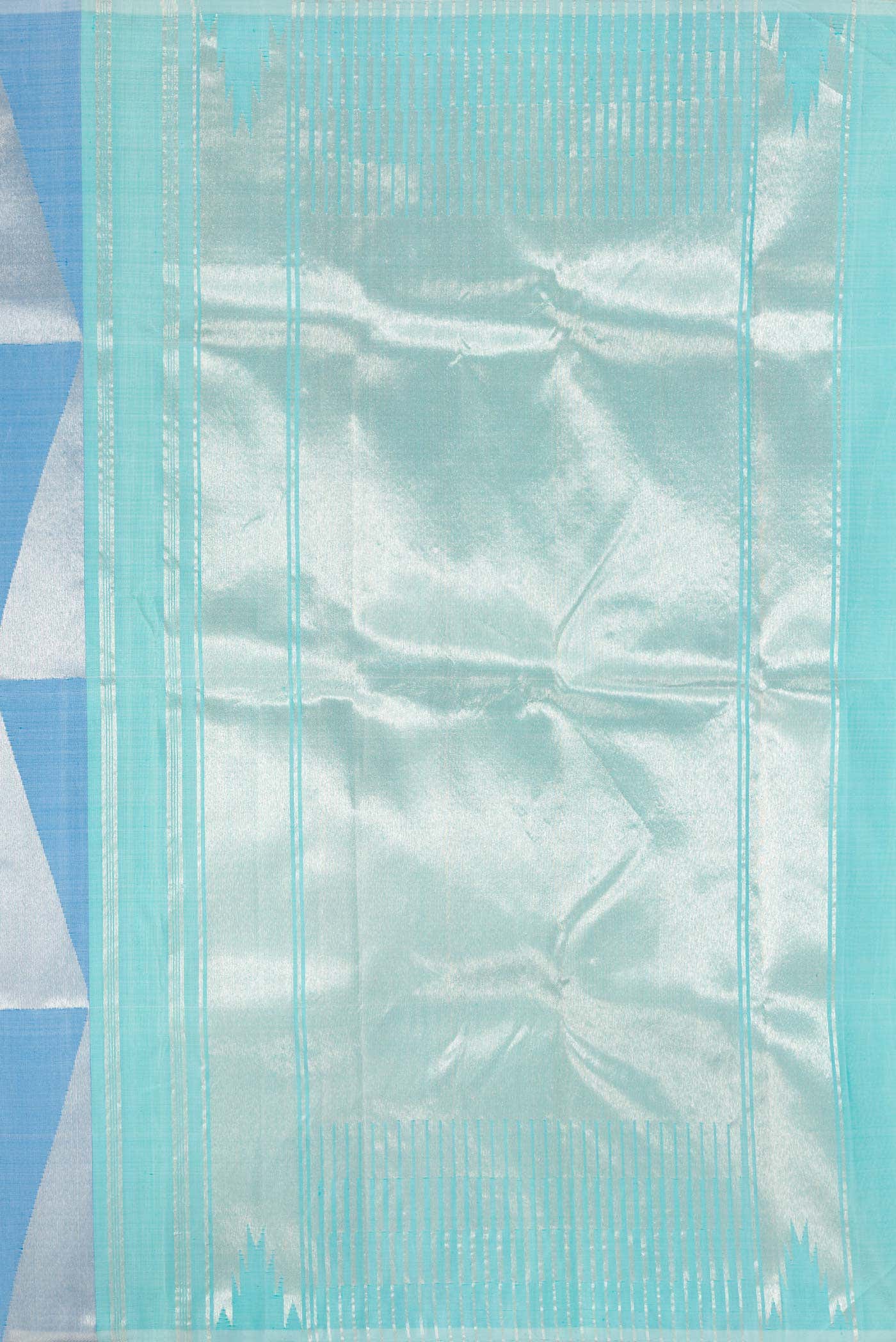 Pure Silk Pure Zari Green  Sky Blue and Purple Dual Tone Kanchipuram Saree