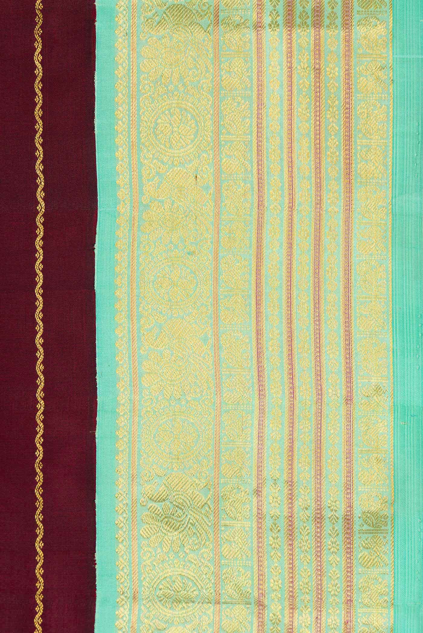 Pure Silk Pure Zari Maroon Dual Tone Kanchipuram Saree