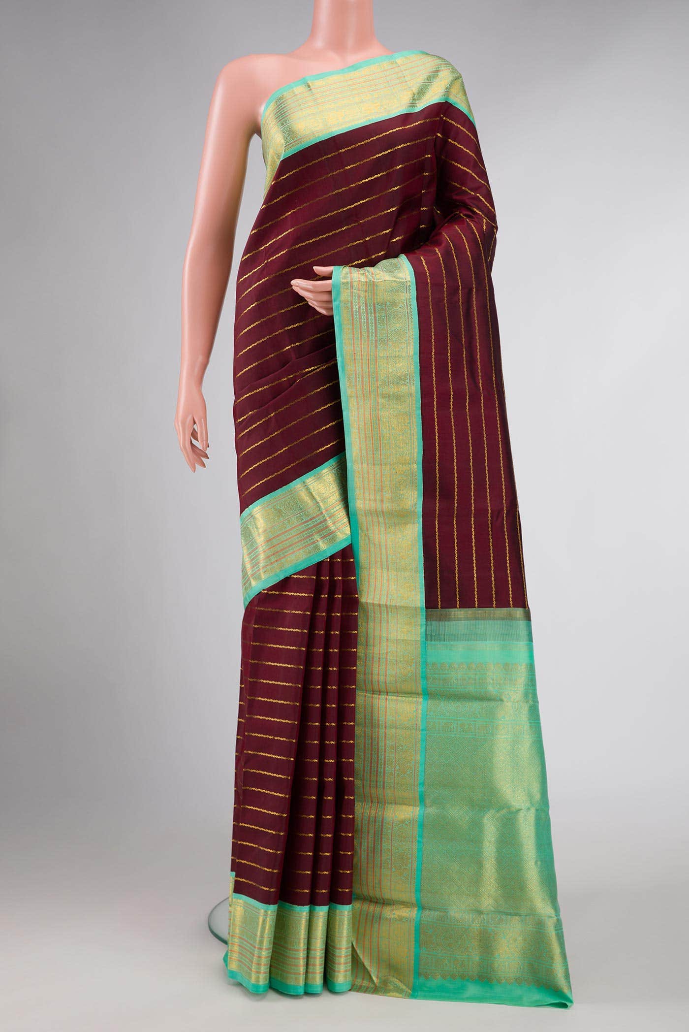 Pure Silk Pure Zari Maroon Dual Tone Kanchipuram Saree