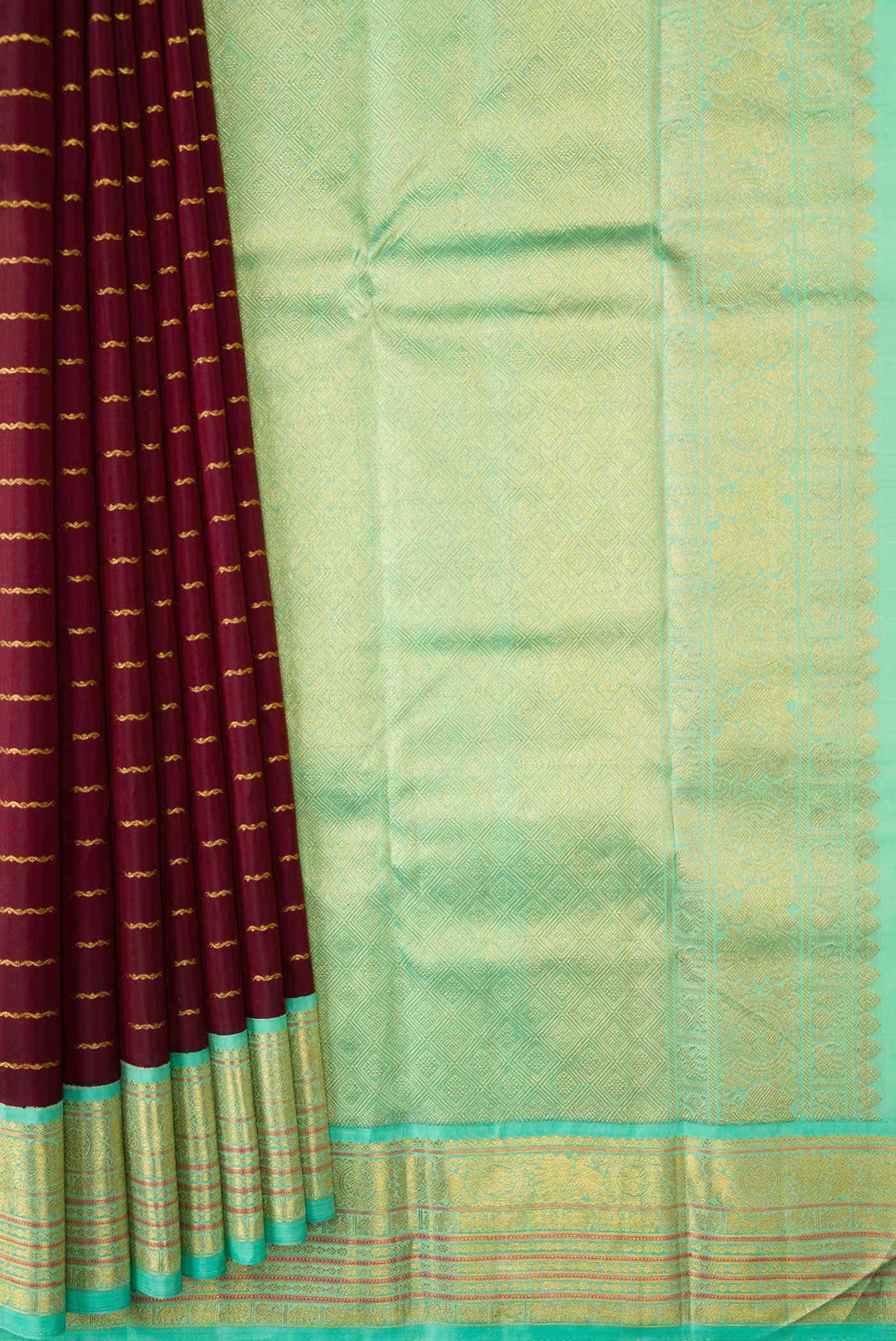 Pure Silk Pure Zari Maroon Dual Tone Kanchipuram Saree