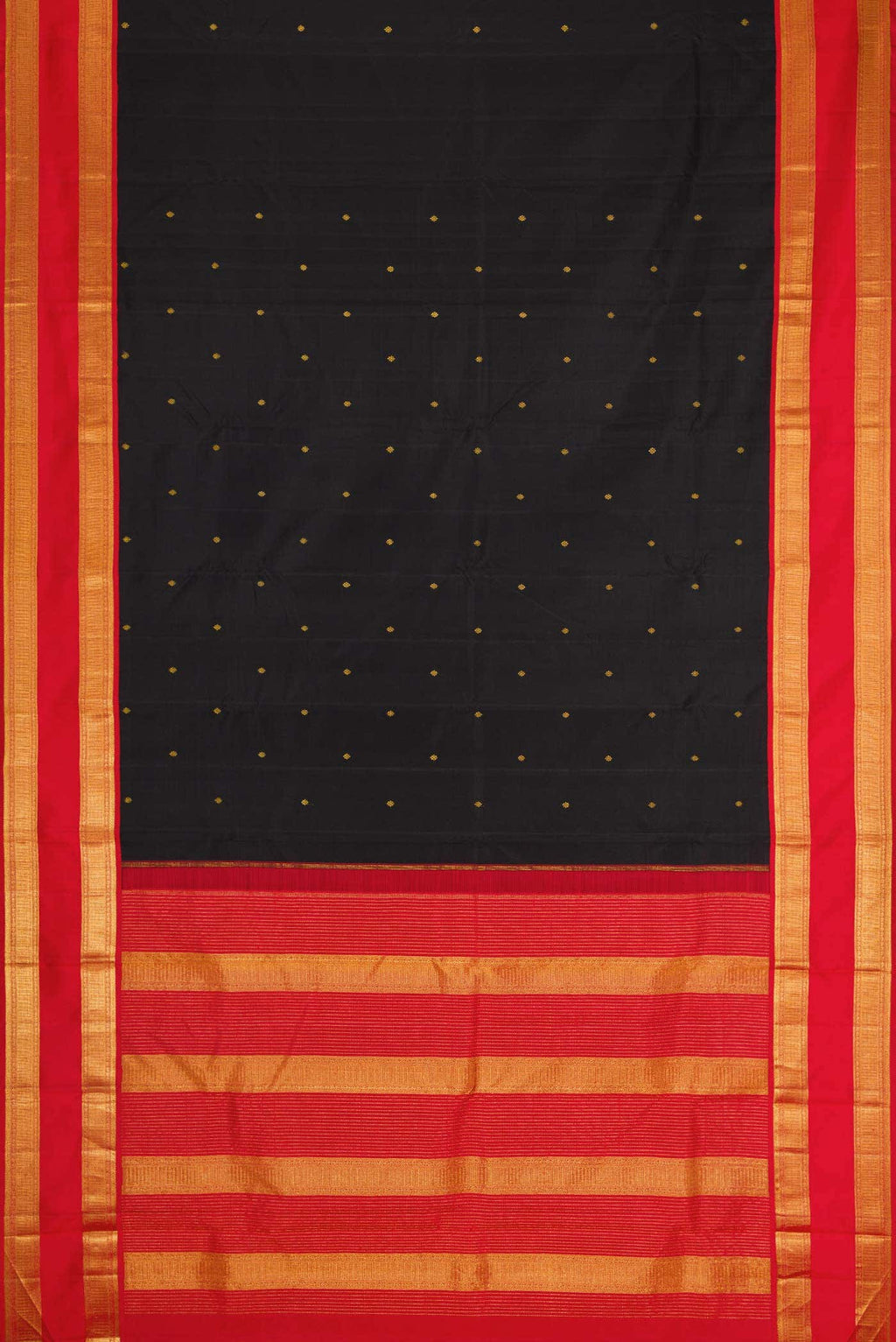 Pure Silk Pure Zari Black Dual Tone Kanchipuram Saree