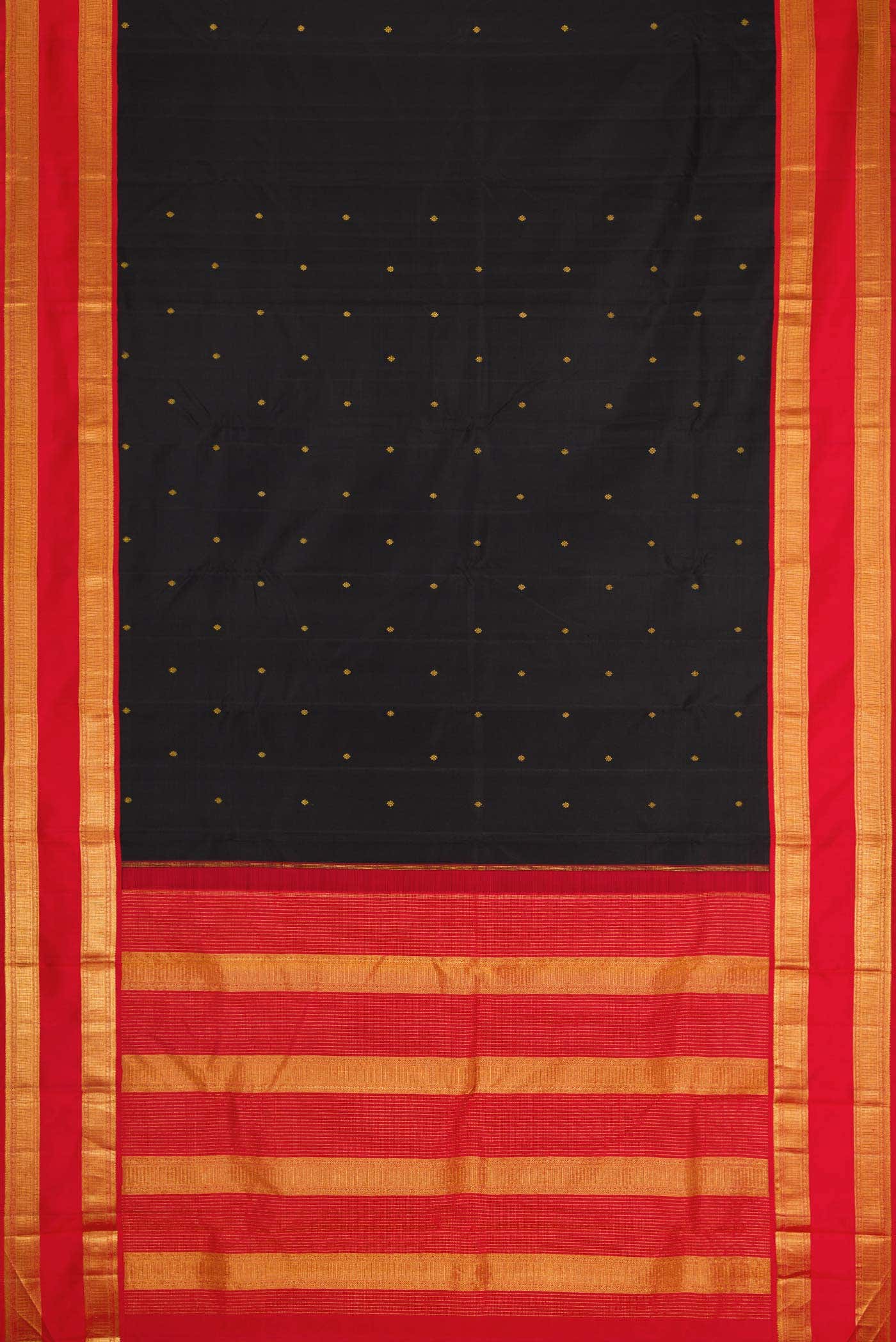 Pure Silk Pure Zari Black Dual Tone Kanchipuram Saree