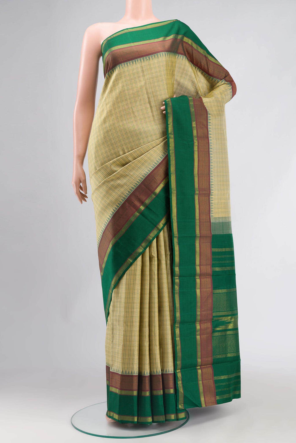 Beige Kanchipuram Silk Saree