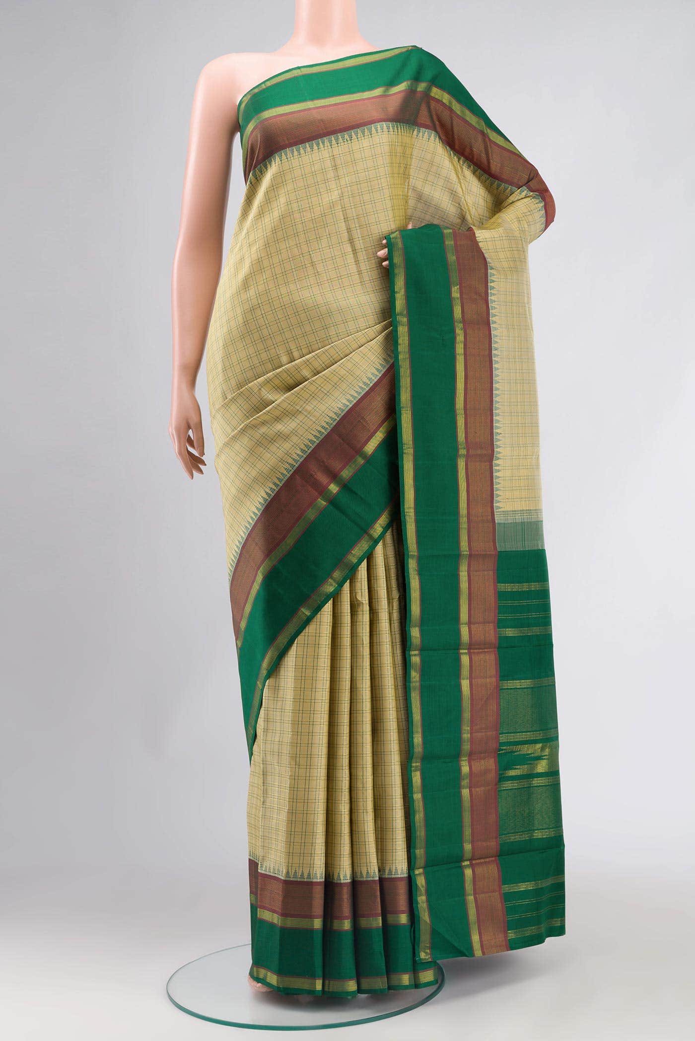 Beige Kanchipuram Silk Saree