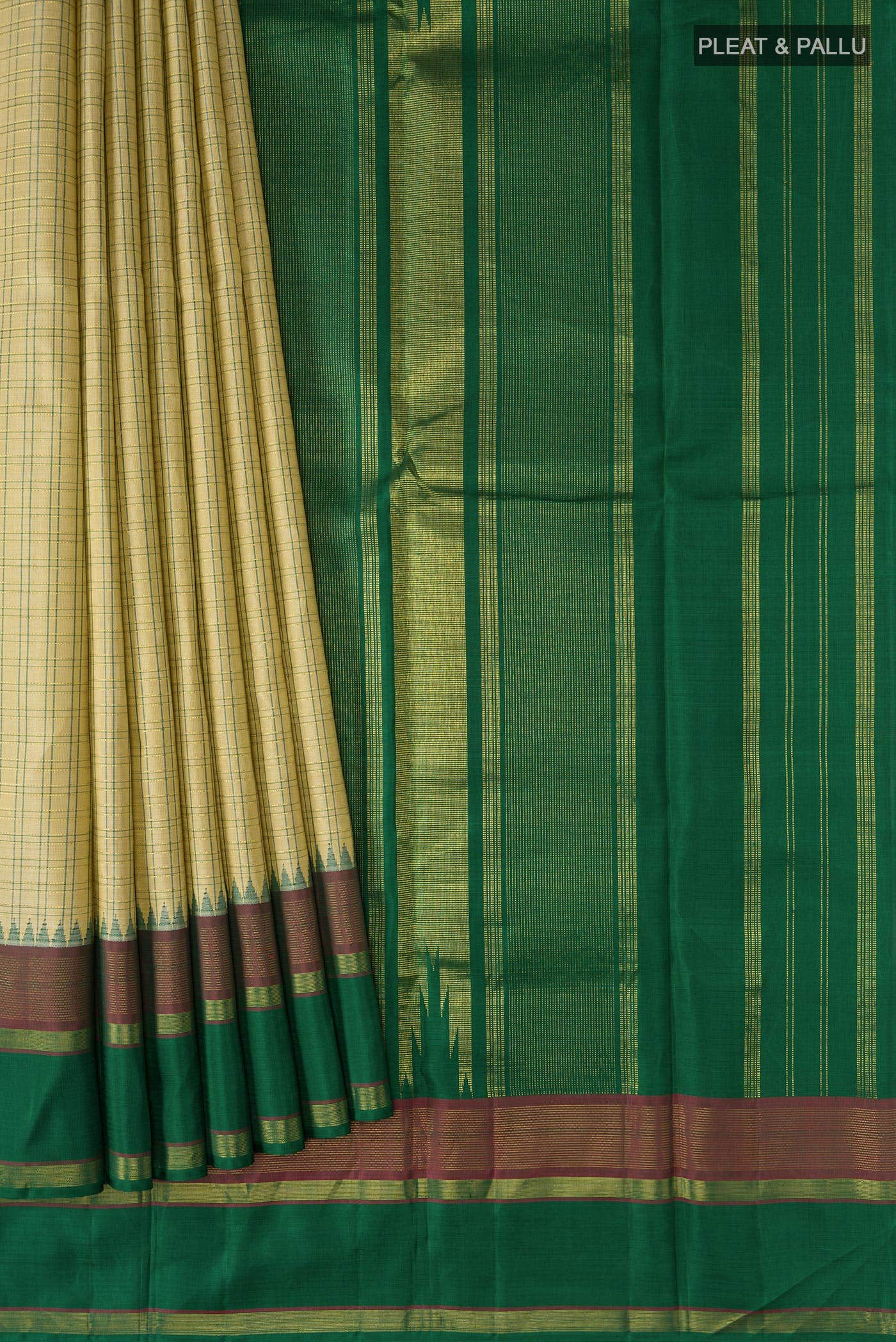 Beige Kanchipuram Silk Saree