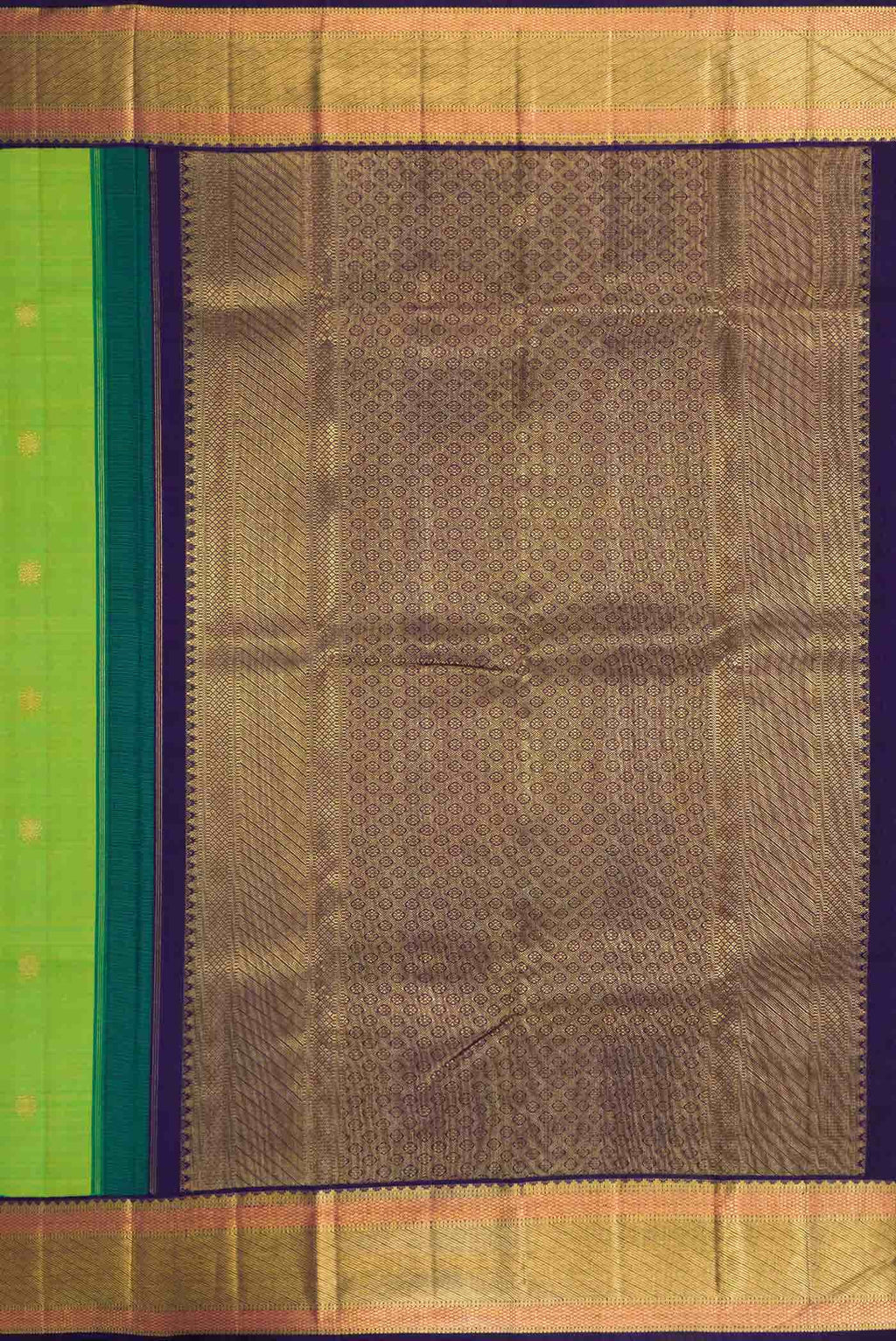 Parrot Green Dual Tone Kanchipuram Silk Saree