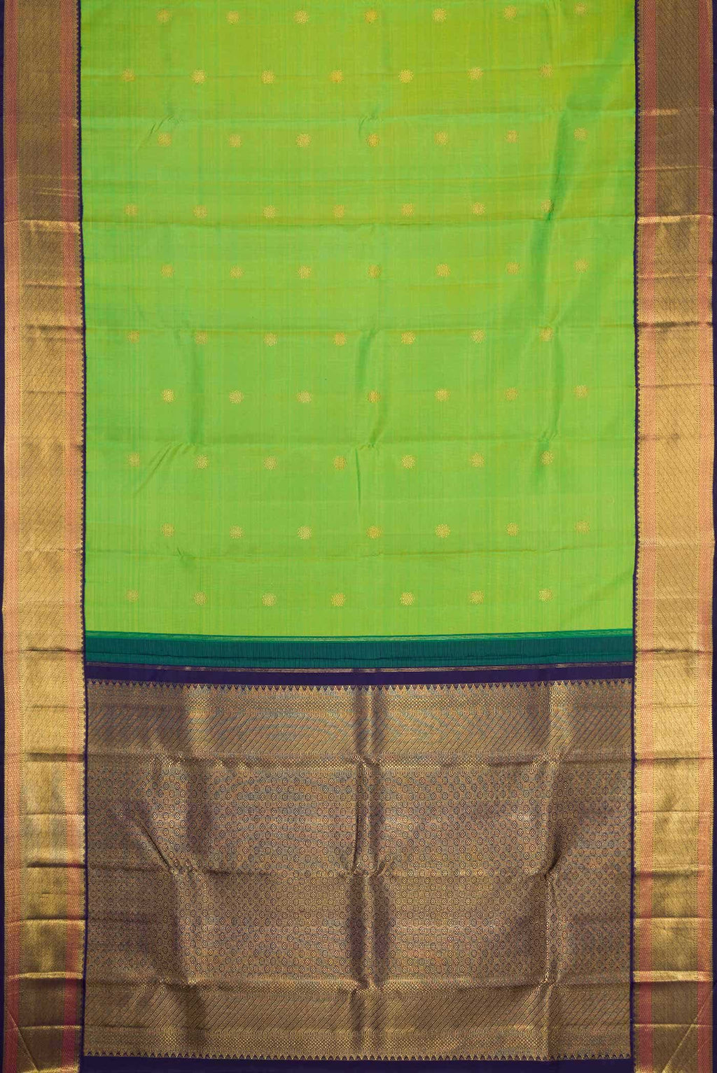 Parrot Green Dual Tone Kanchipuram Silk Saree