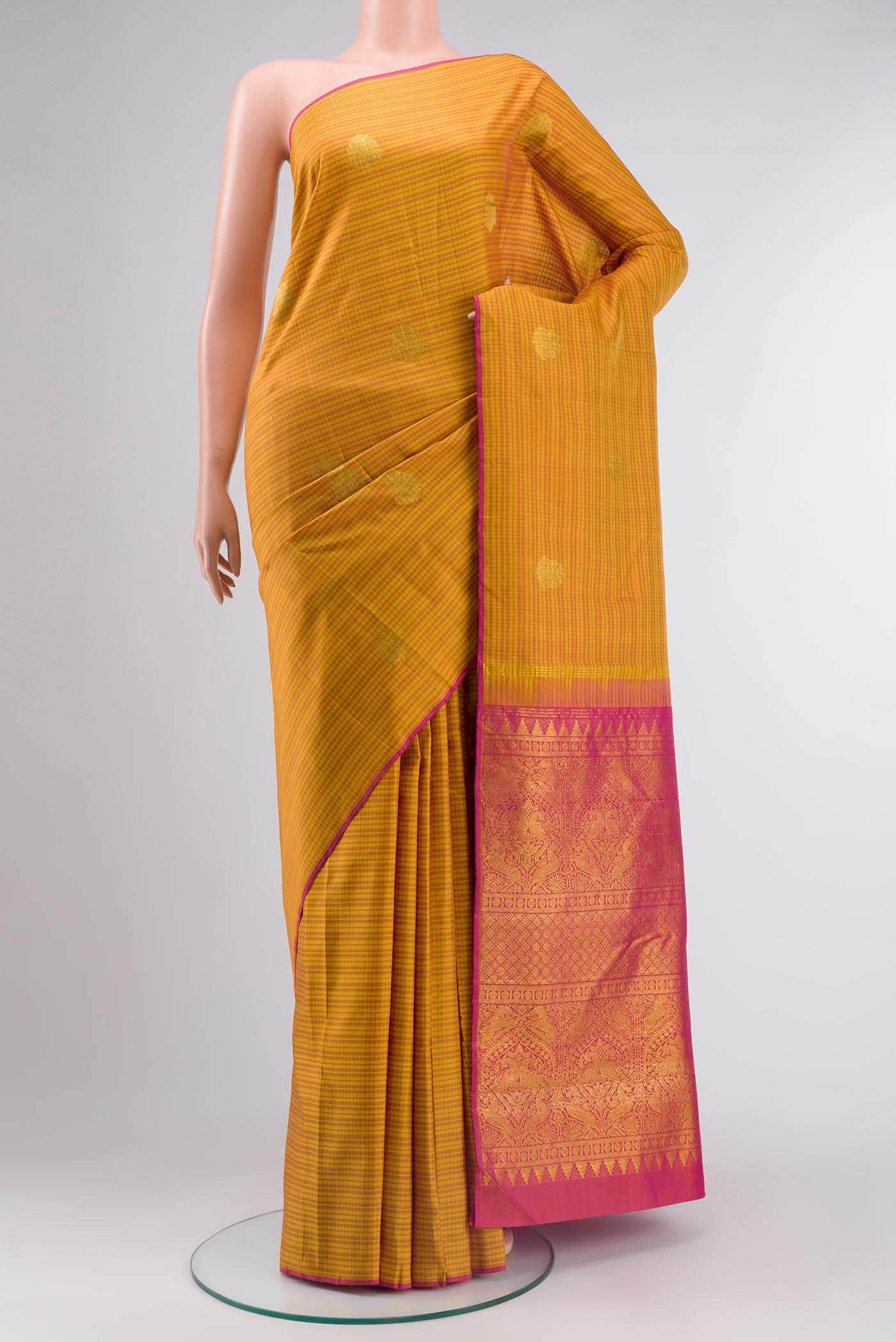 Mustard Kanchipuram Silk Saree