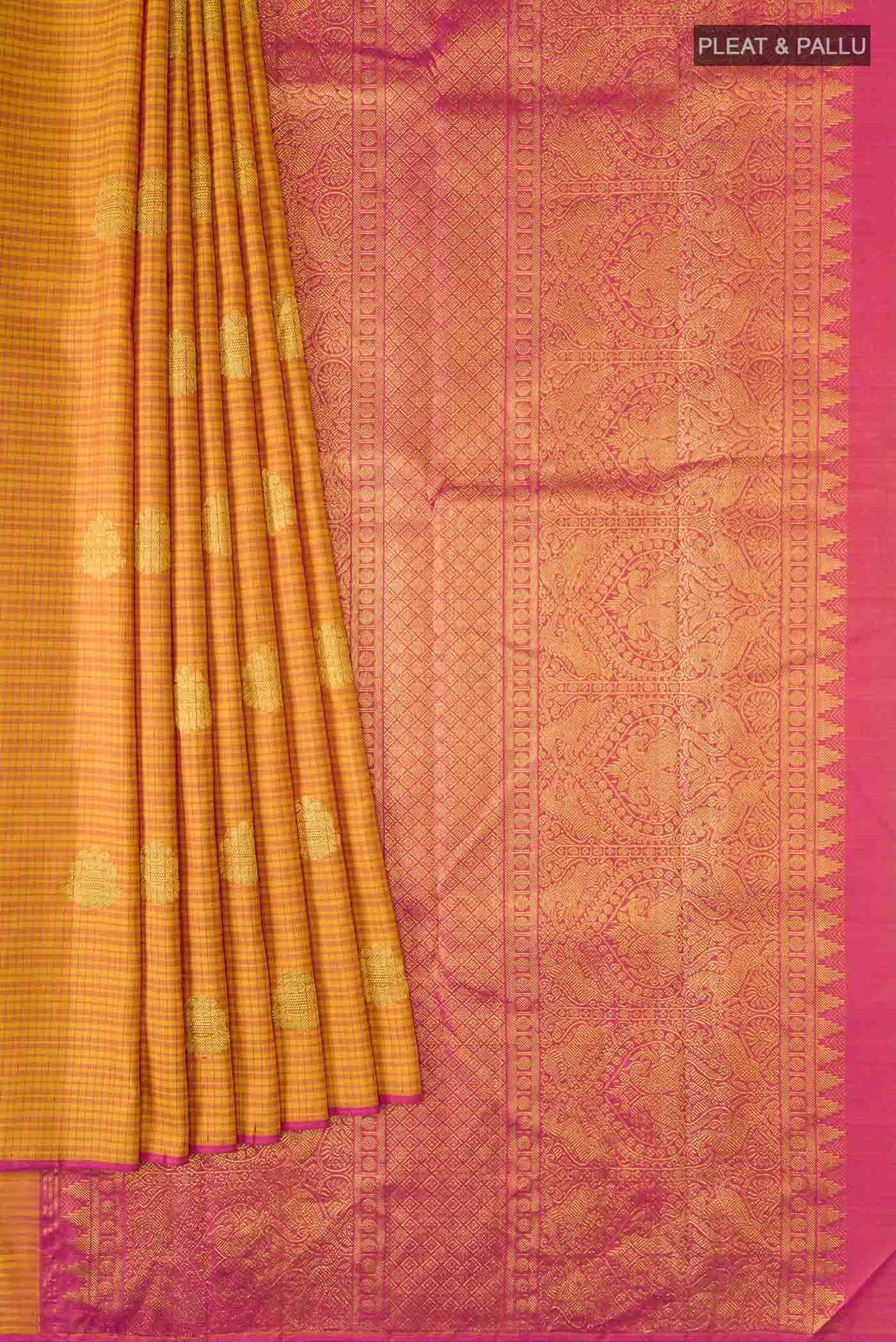 Mustard Kanchipuram Silk Saree
