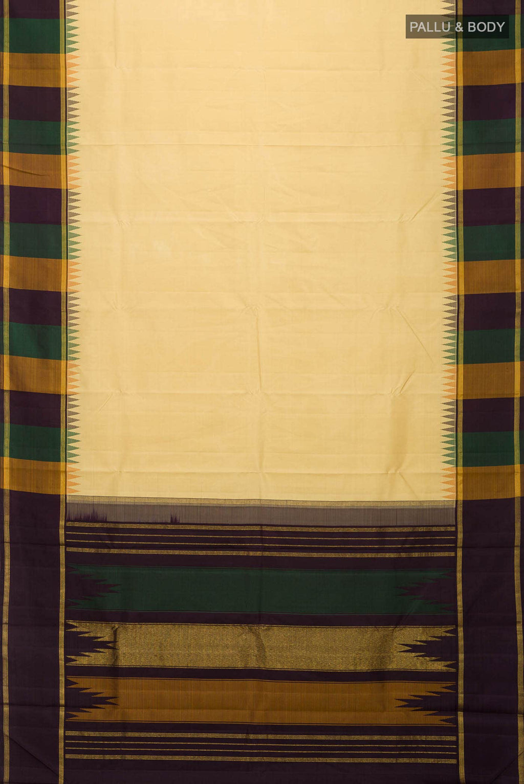 Cream Kanchipuram Silk Saree
