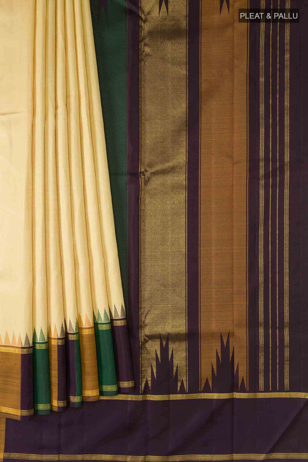 Cream Kanchipuram Silk Saree